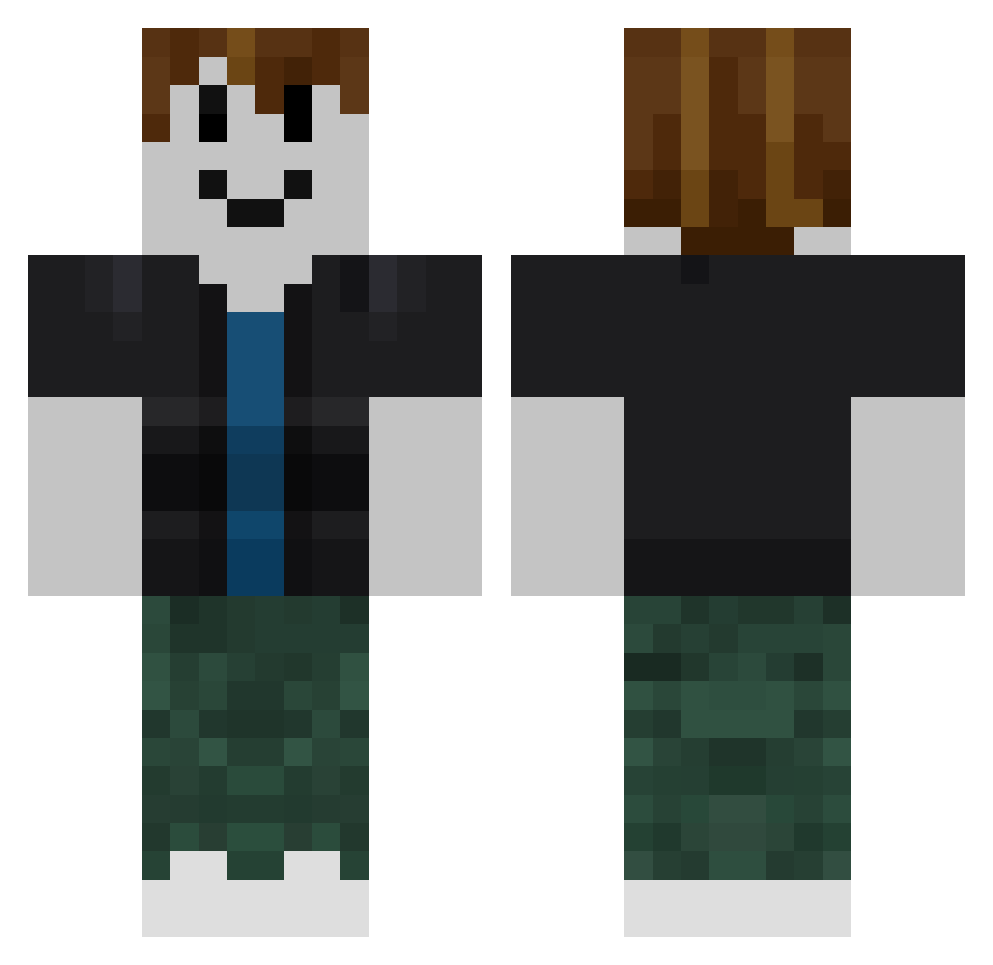 corbizzy Minecraft skin, front and back view
