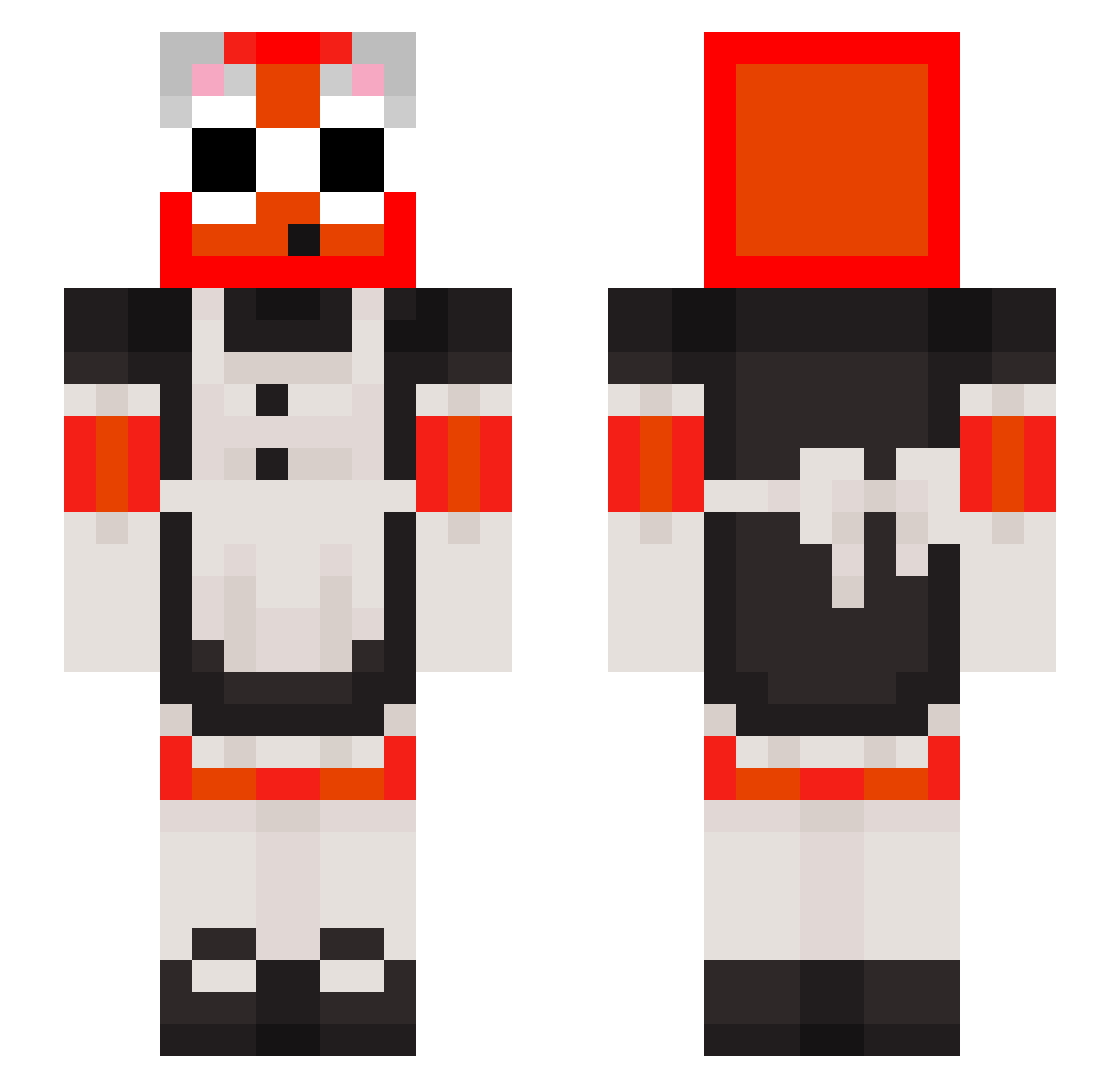 Epilogued Minecraft skin, front and back view