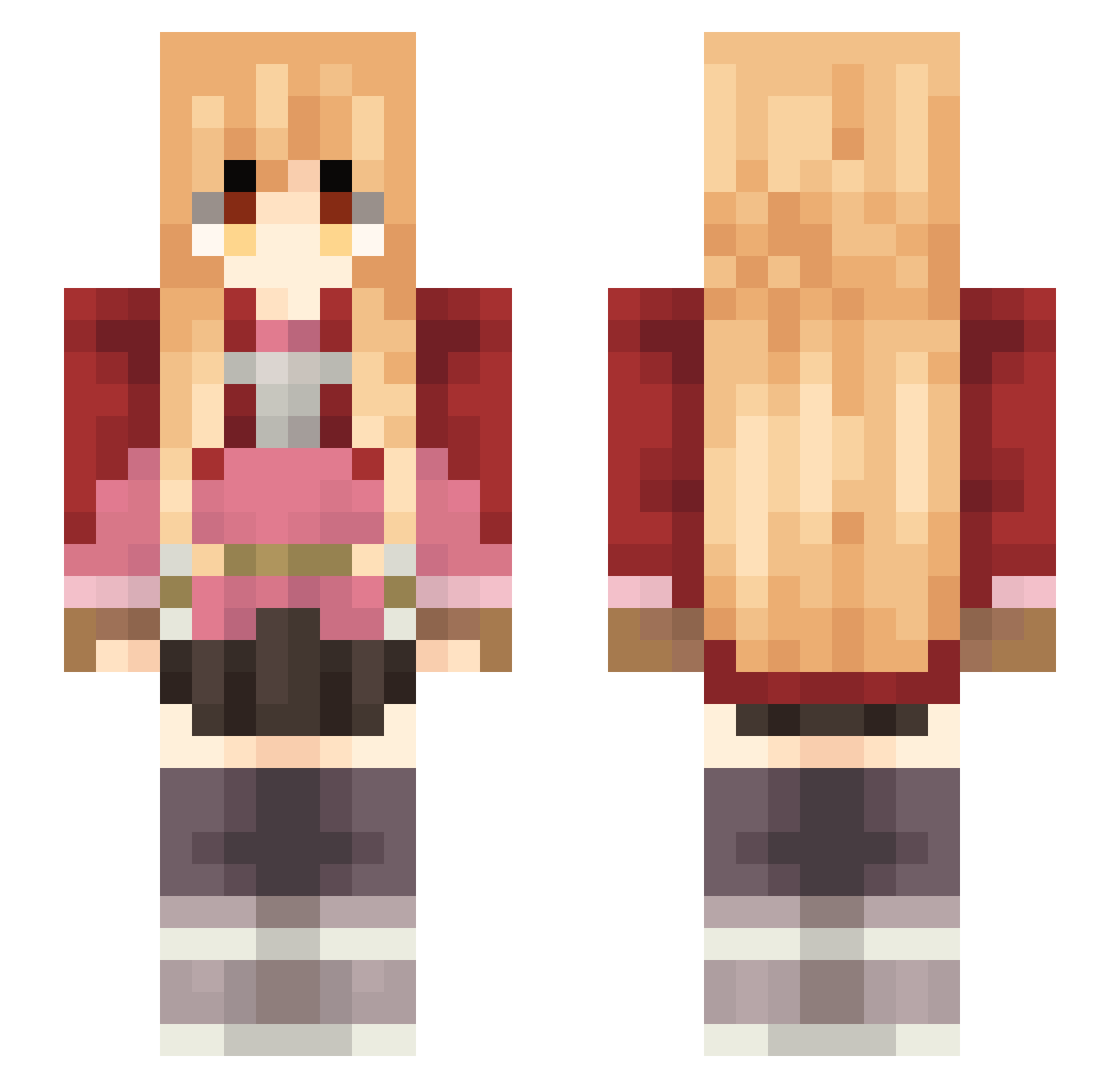 K1zunaL Minecraft skin, front and back view