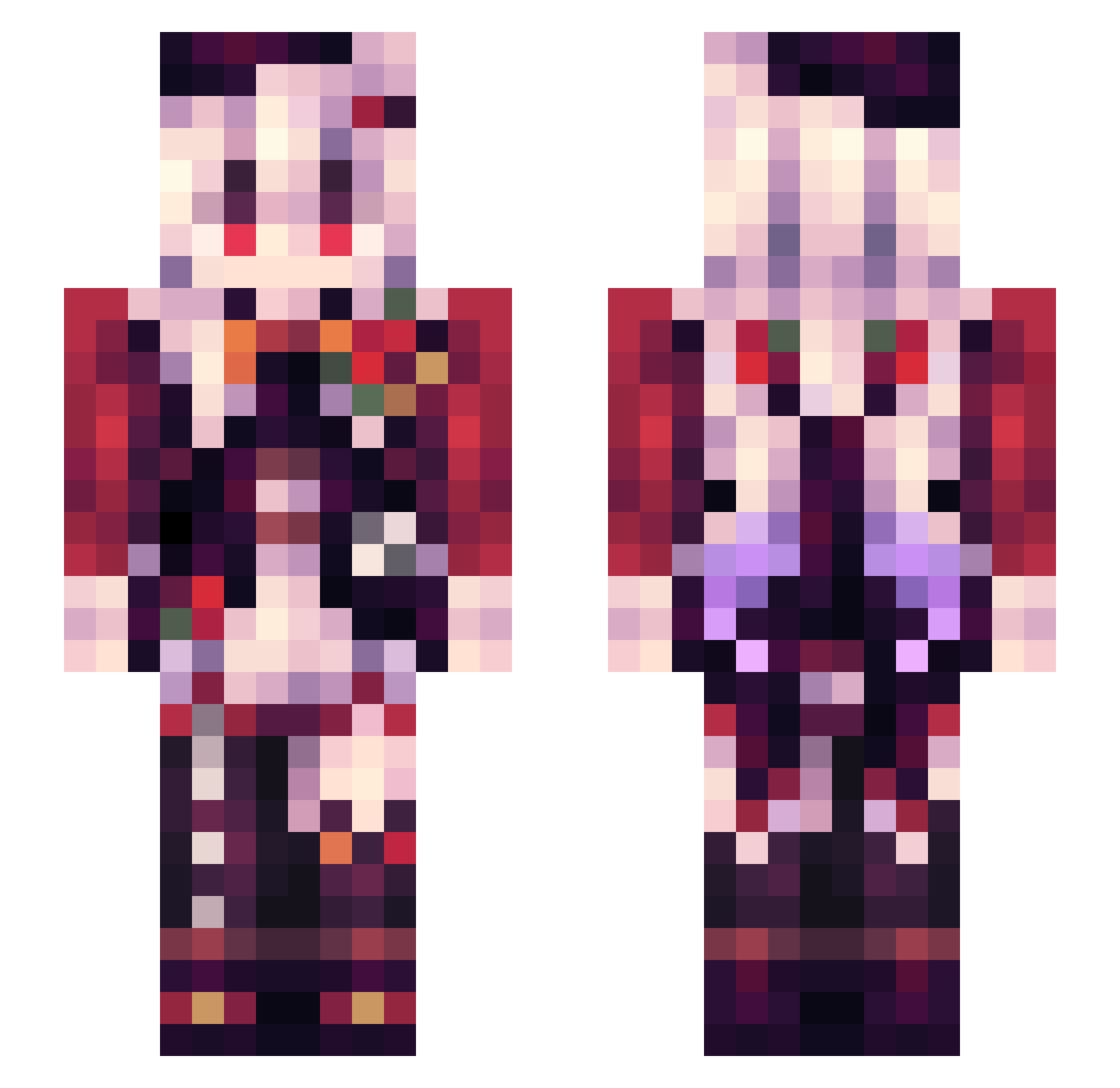 Lulrz Minecraft skin, front and back view