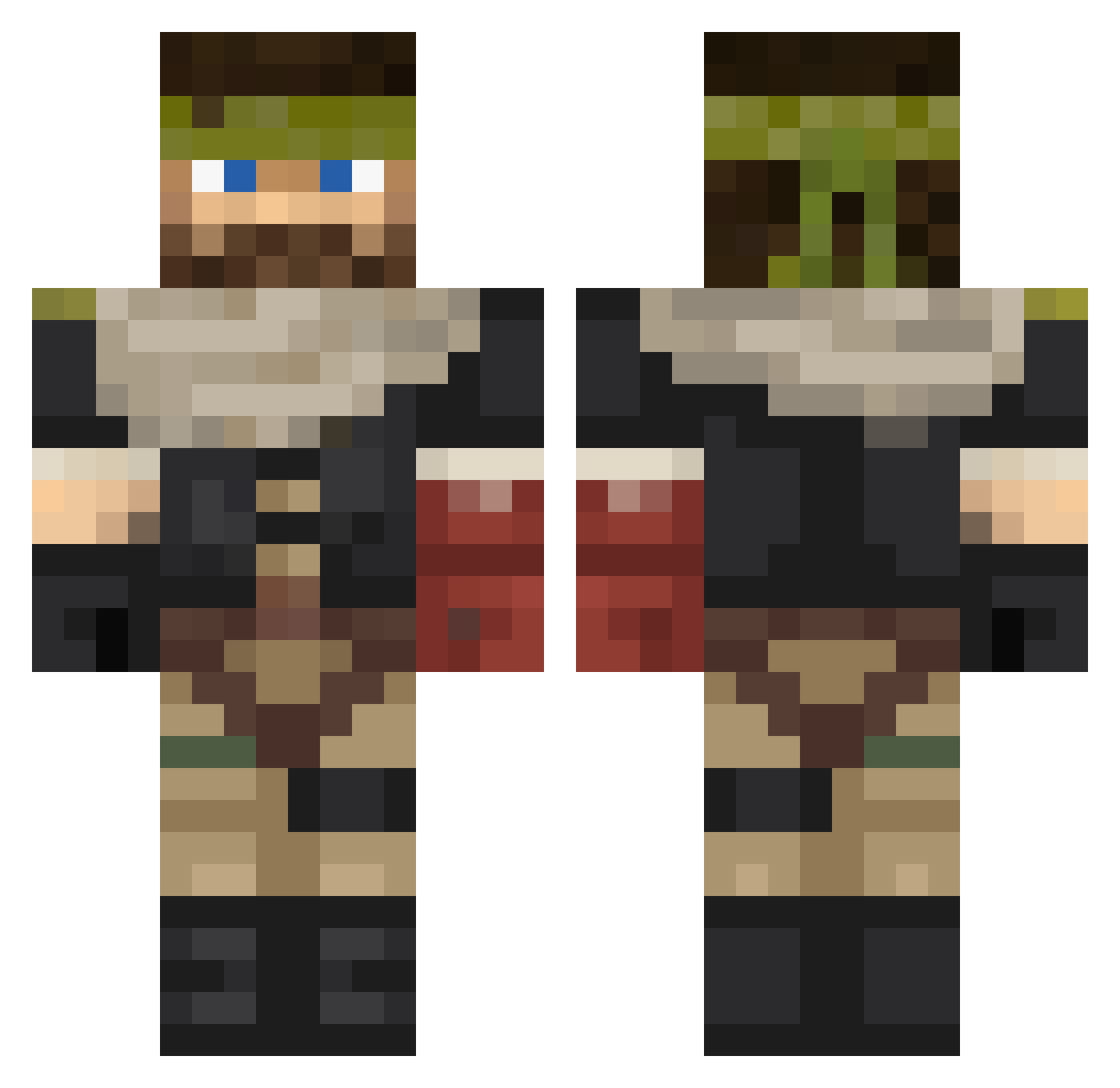 scabsandguts Minecraft skin, front and back view
