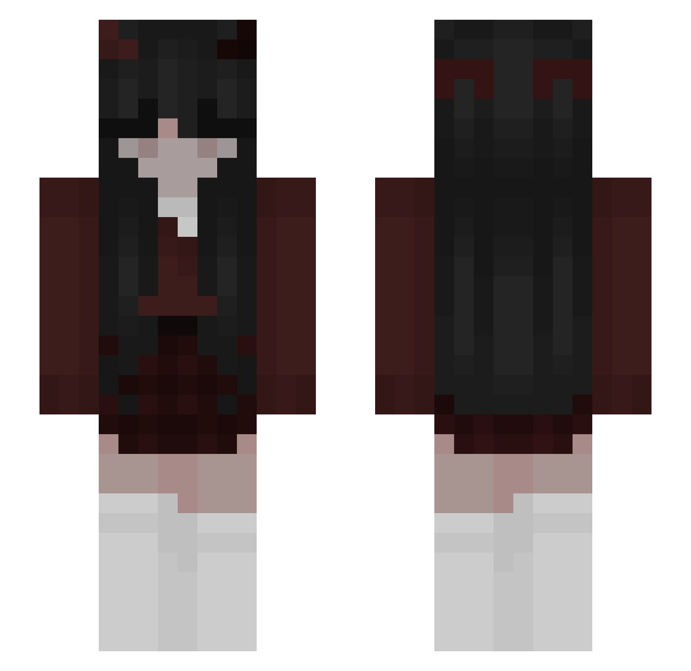 www_leahhh Minecraft skin, front and back view