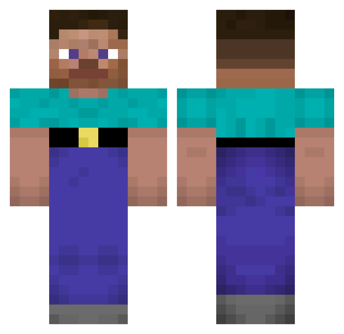 Reyt77o Minecraft skin, front and back view