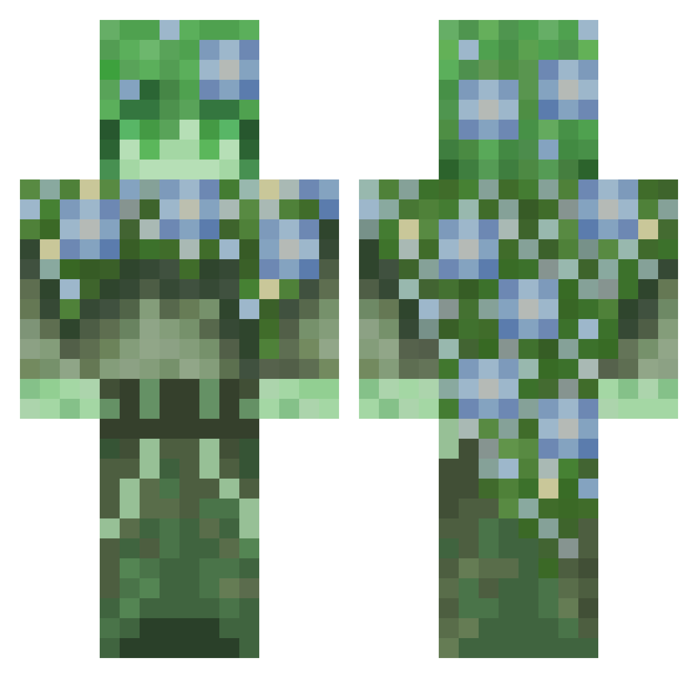 Luxas_Green Minecraft skin, front and back view