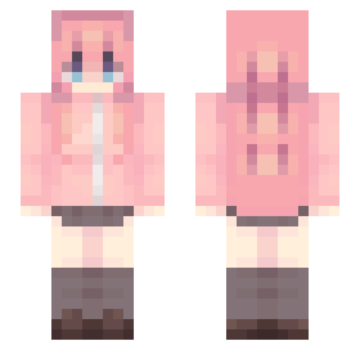 sophmeow Minecraft skin, front and back view