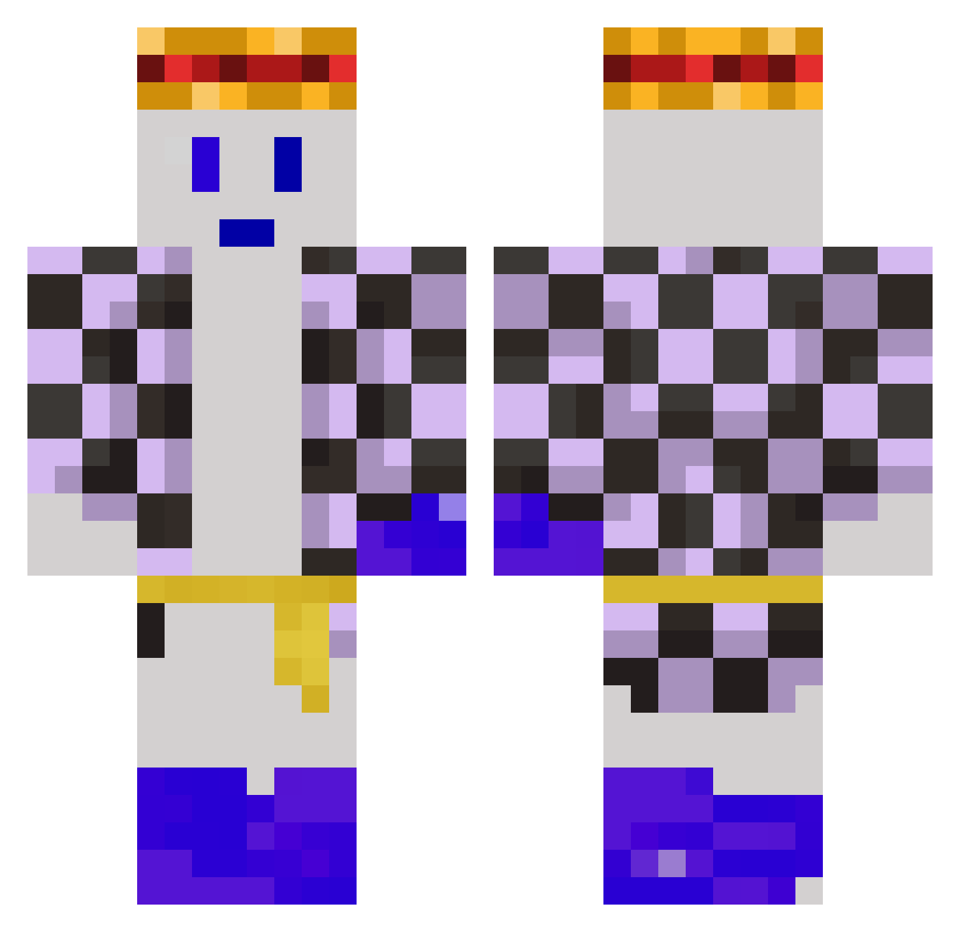 TraFiccK Minecraft skin, front and back view