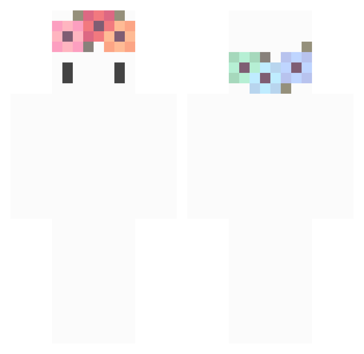 Vinnydrogynous Minecraft skin, front and back view