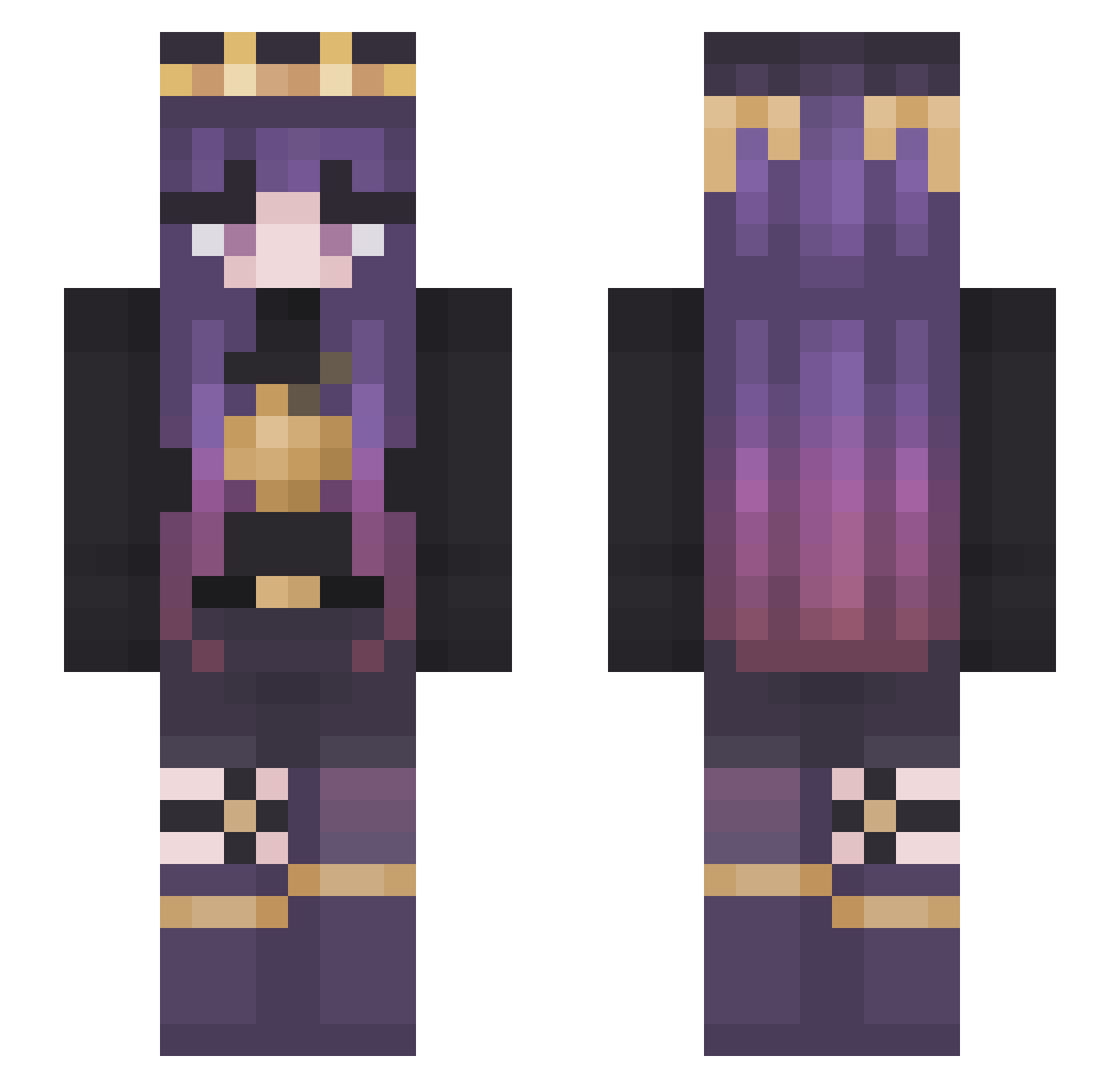 Sajou Minecraft skin, front and back view