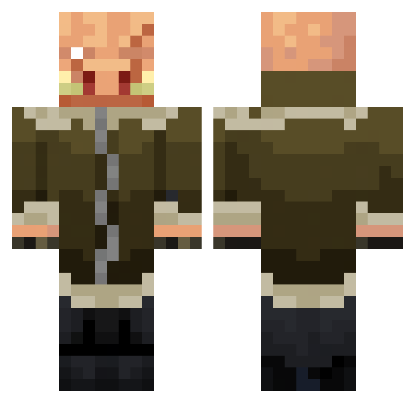 CygnoCrux Minecraft skin, front and back view