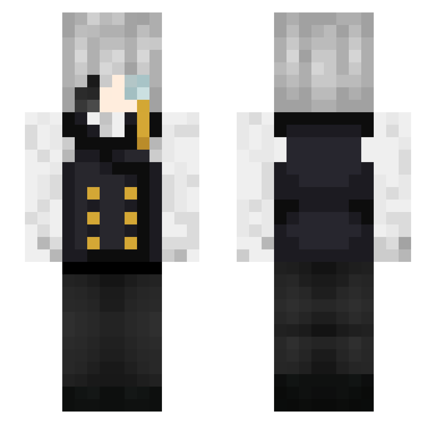 Barcelly Minecraft skin, front and back view