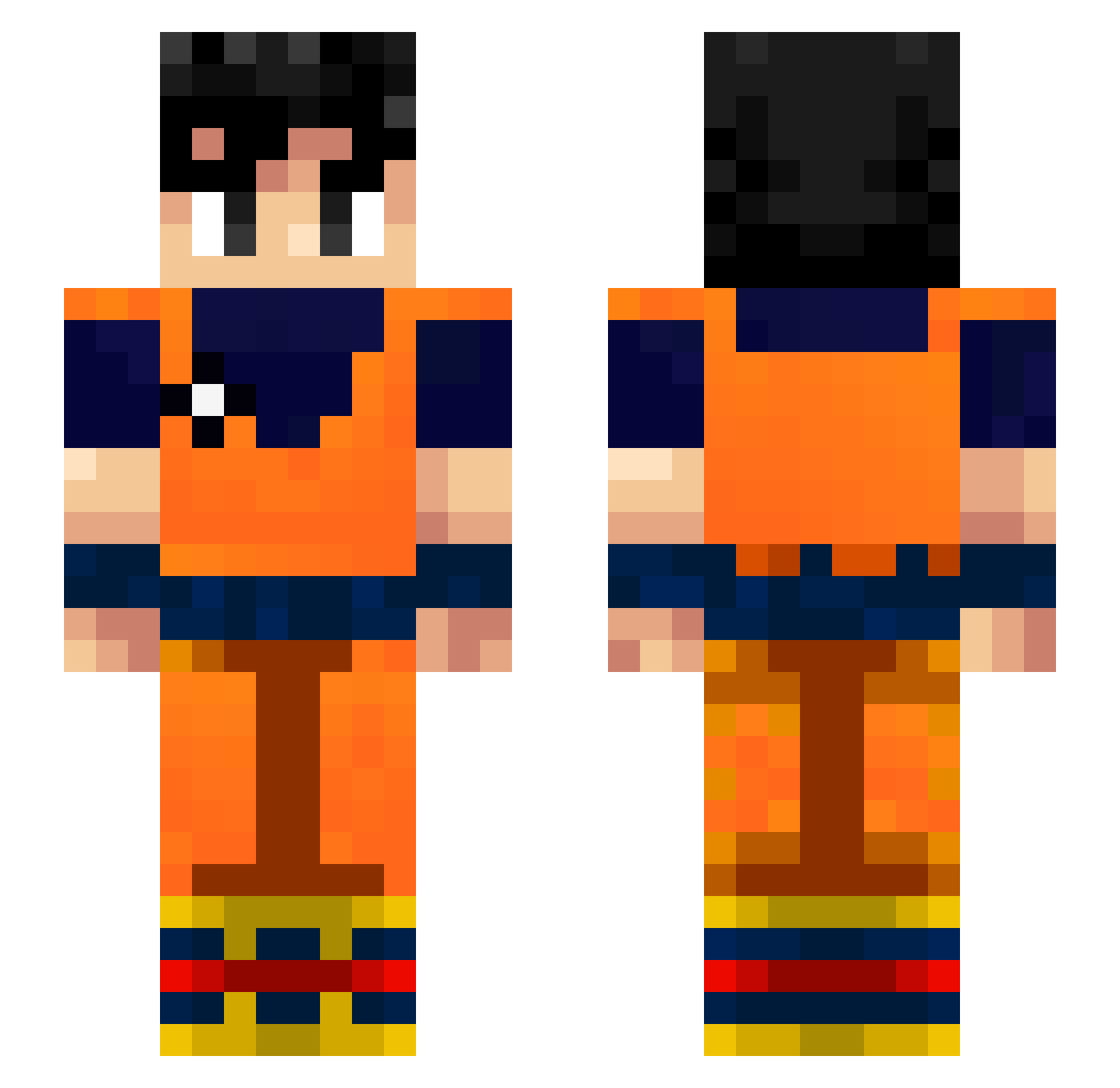 SonGoku00 Minecraft skin, front and back view