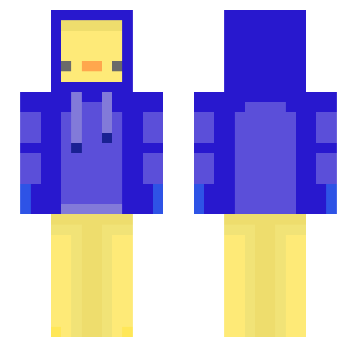 qreli Minecraft skin, front and back view