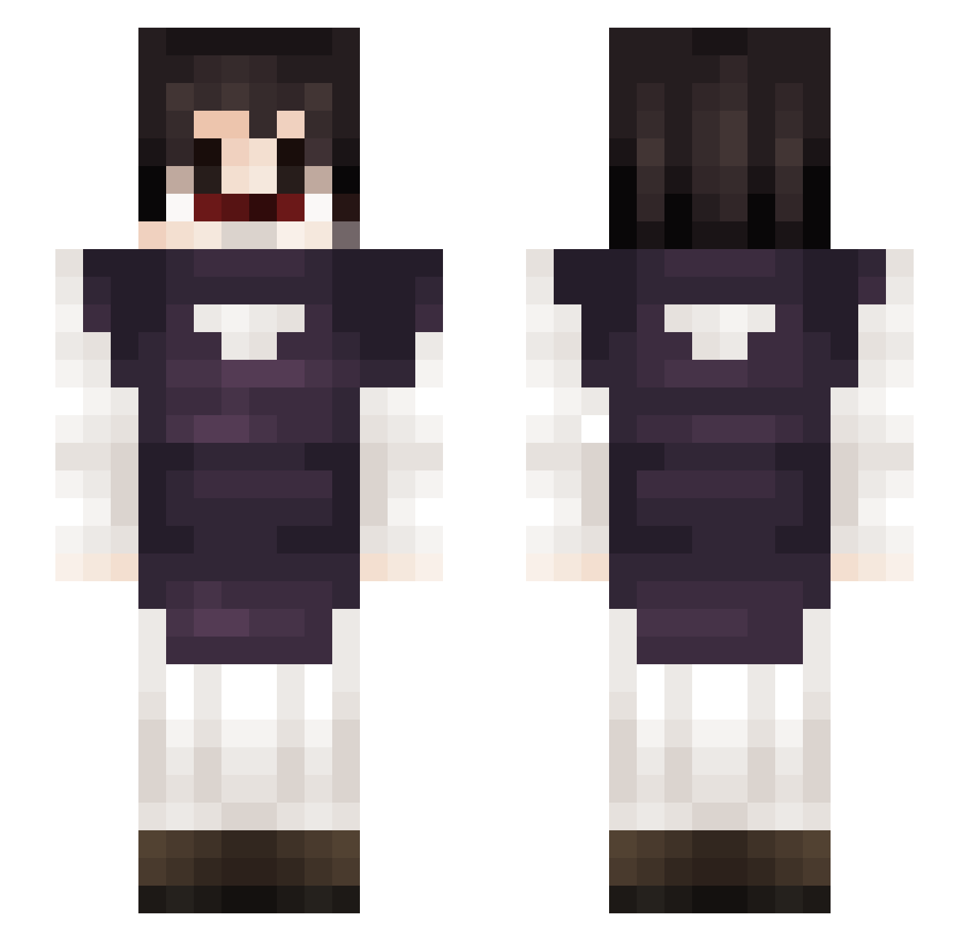 WizardieWoo Minecraft skin, front and back view