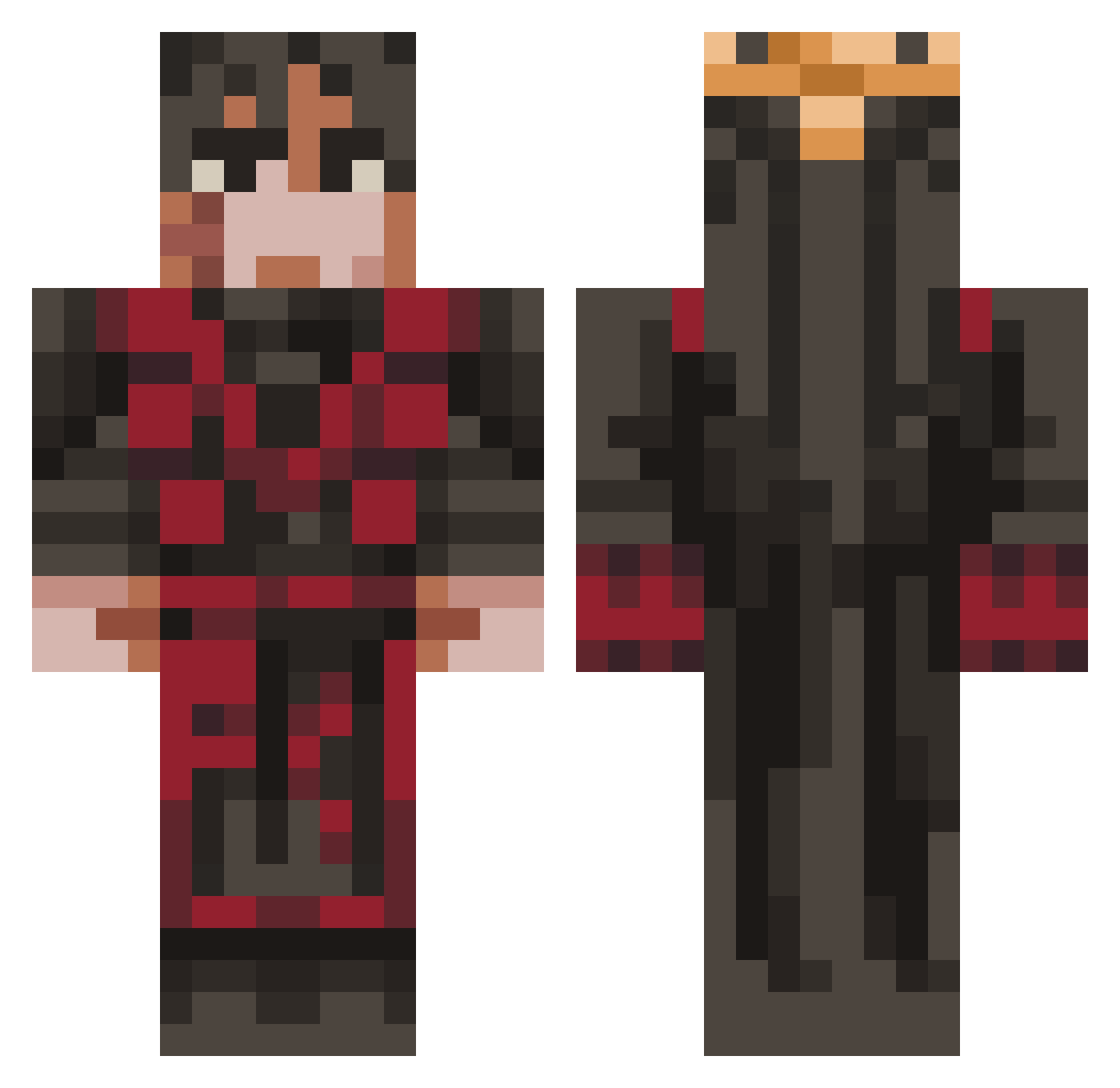 Wanjos Minecraft skin, front and back view