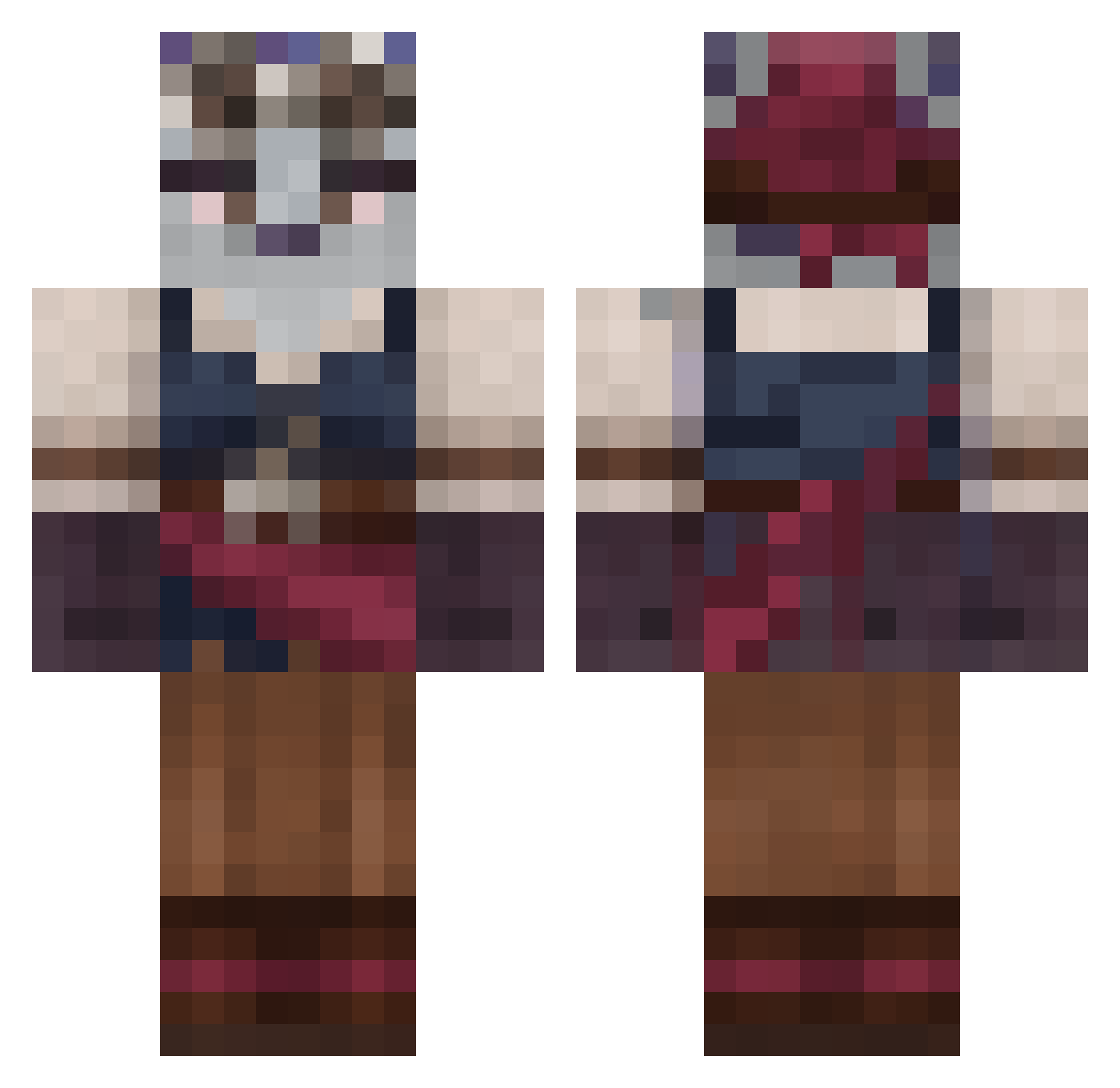 SandersNexus Minecraft skin, front and back view