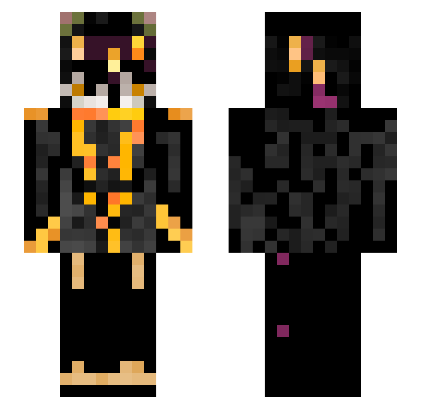 ArcaneXY Minecraft skin, front and back view