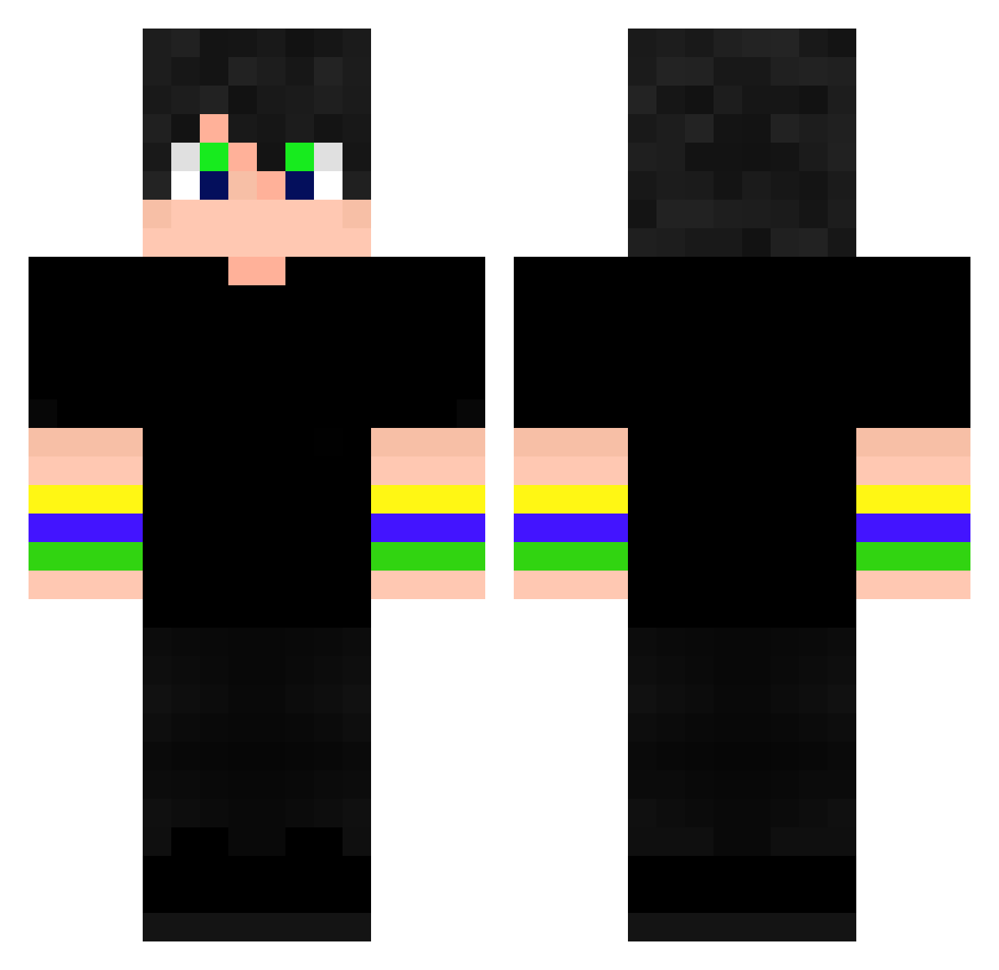 Tt3uw Minecraft skin, front and back view