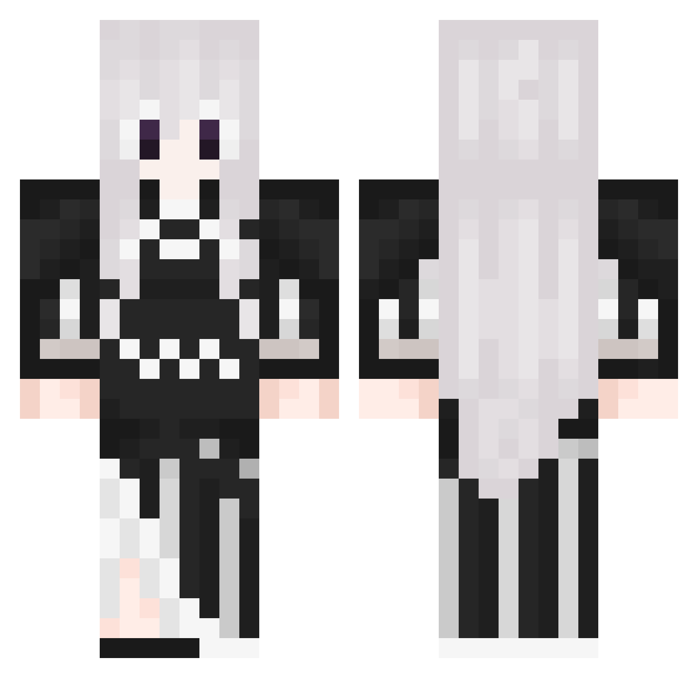 Caramelldansen Minecraft skin, front and back view