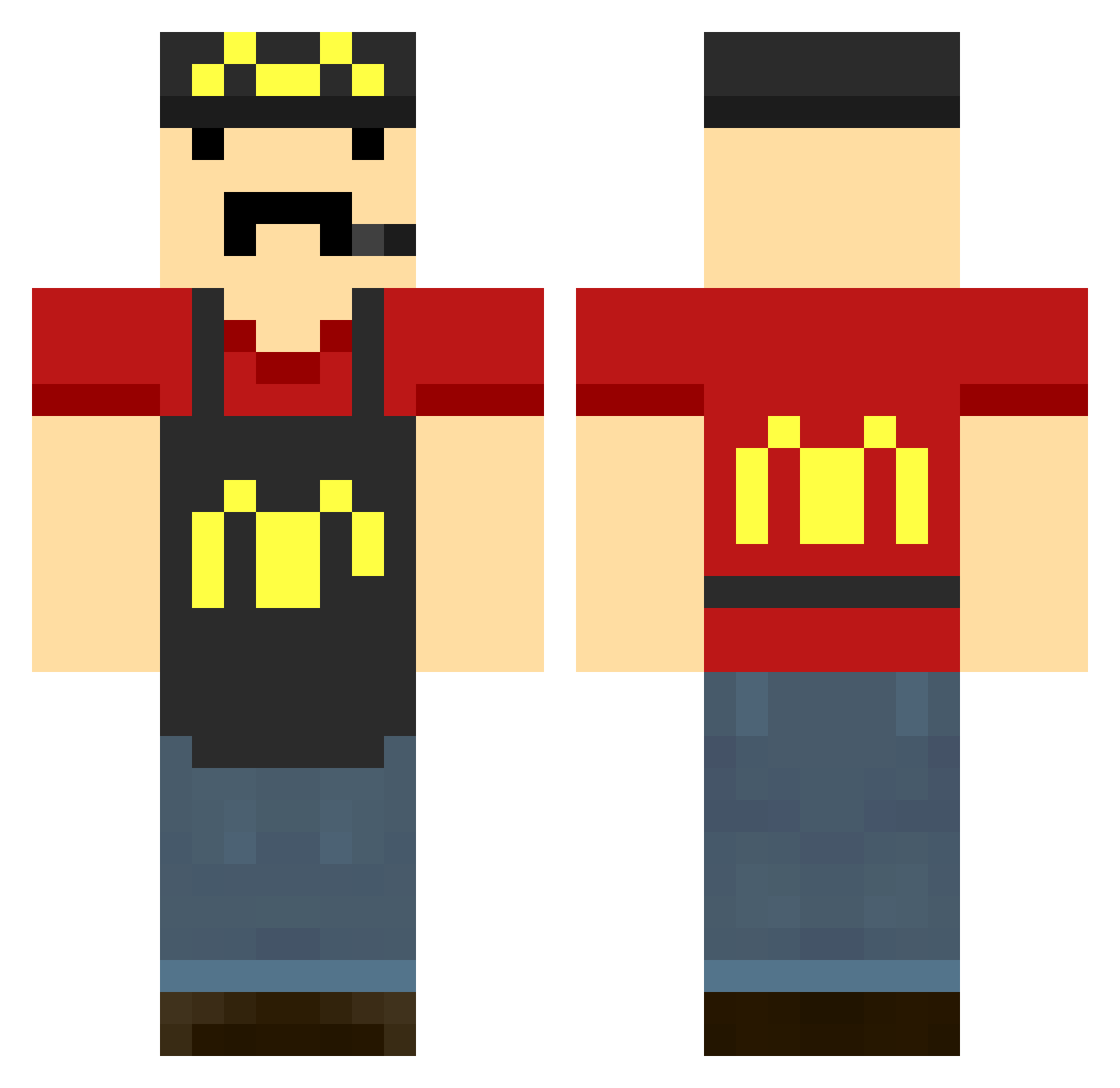 PVPOpa Minecraft skin, front and back view