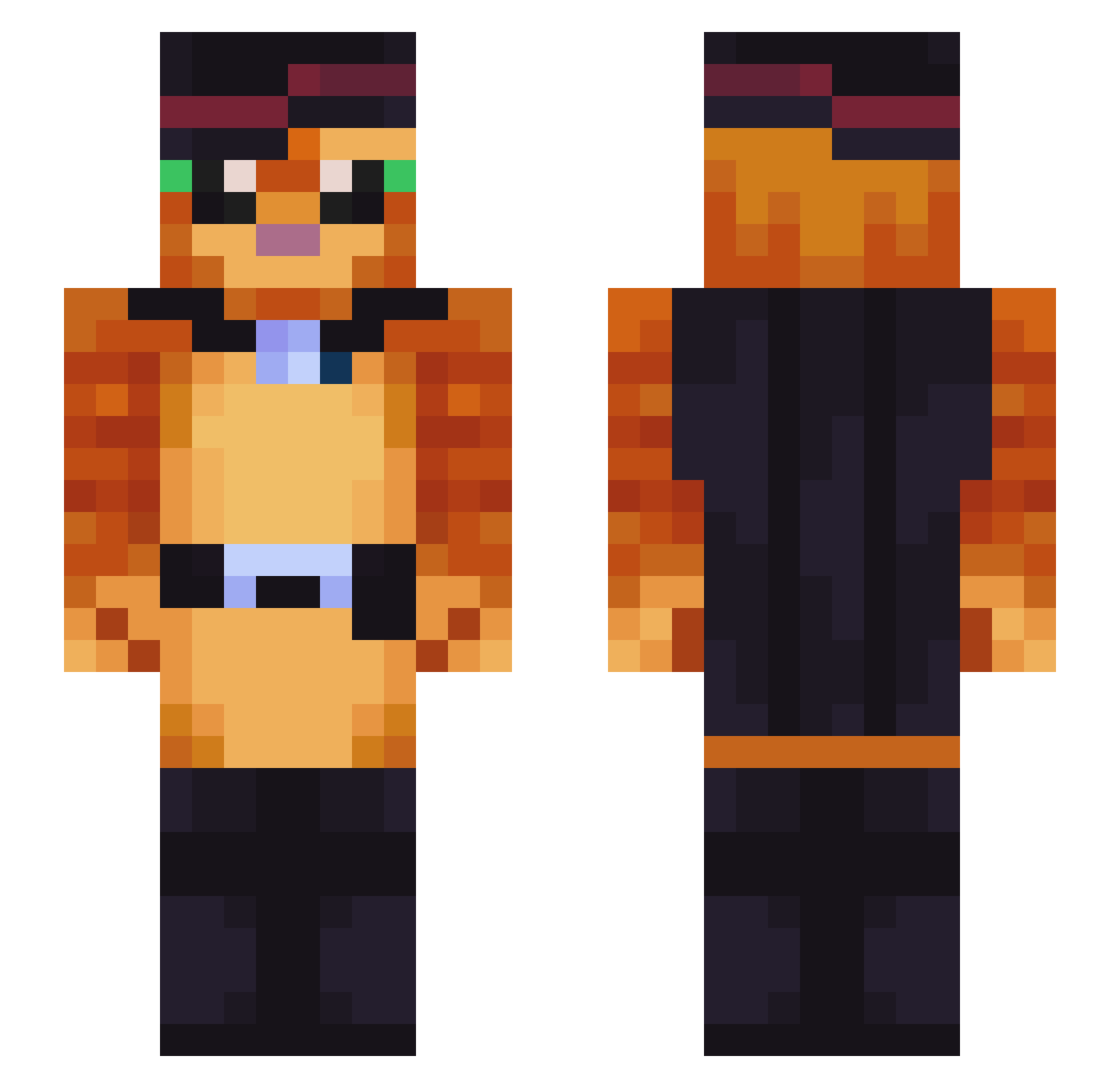 TrapQueen Minecraft skin, front and back view