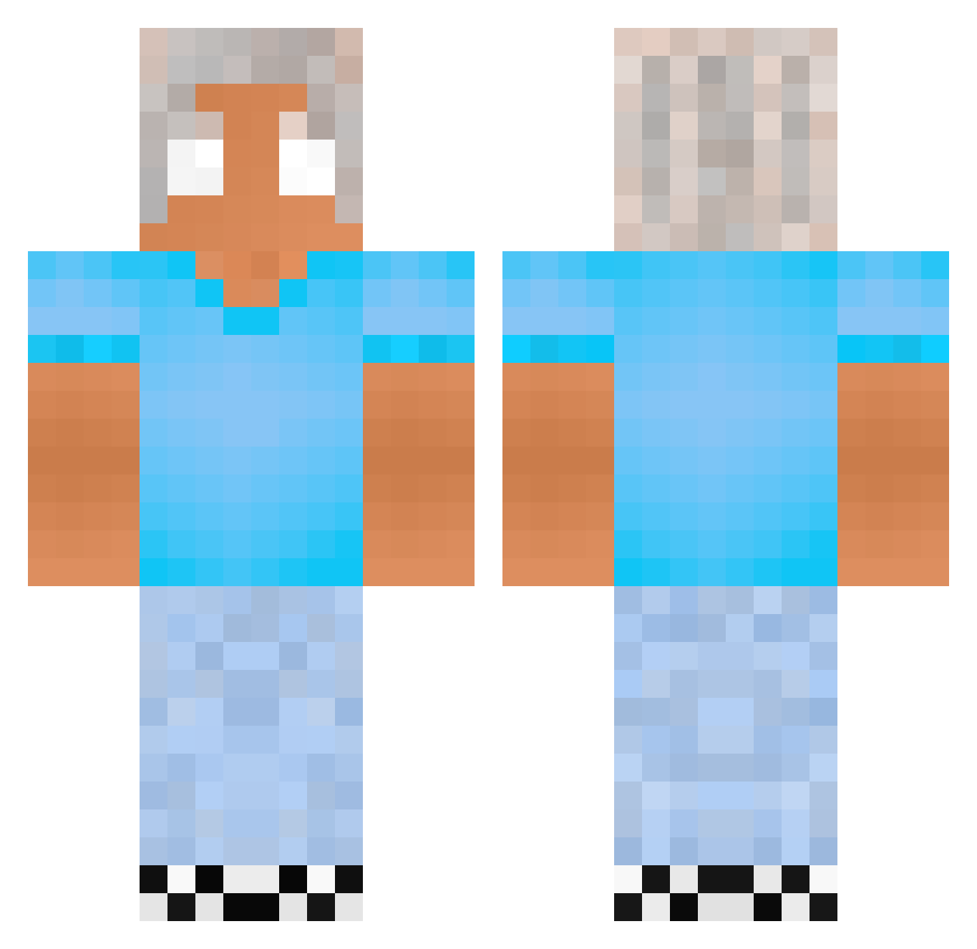 wicknoob73 Minecraft skin, front and back view