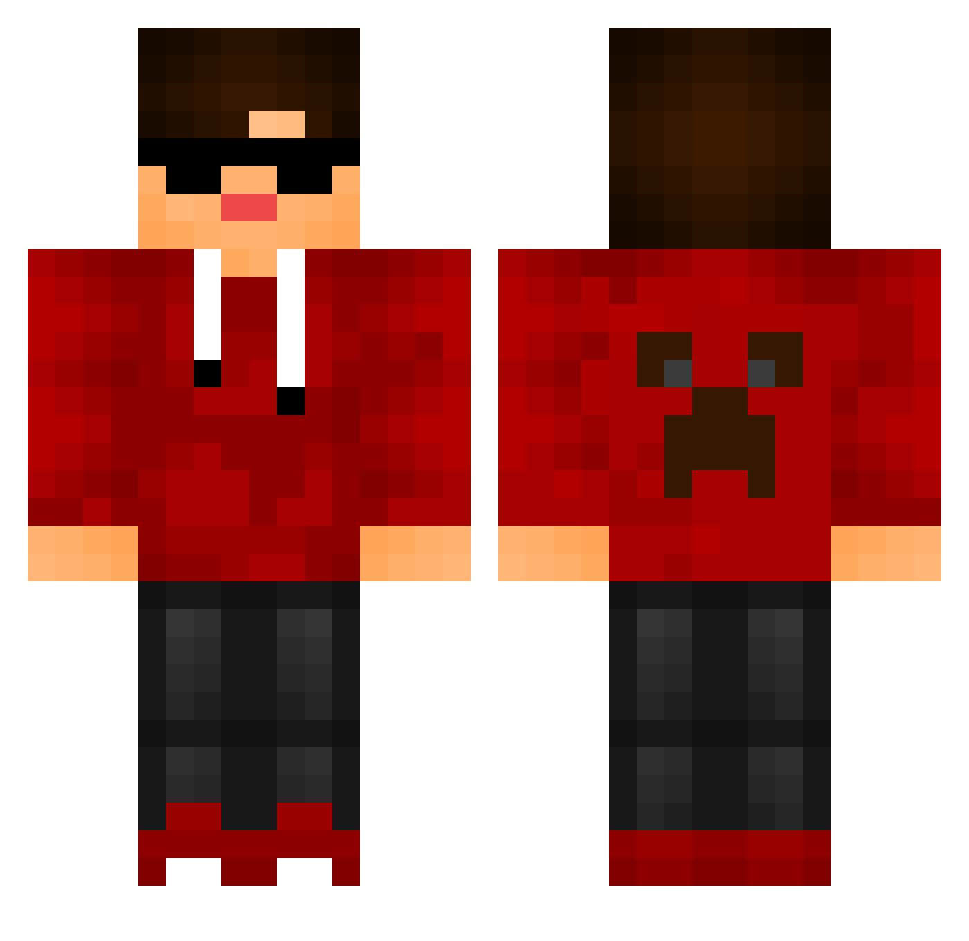 Shaadowmasterr Minecraft skin, front and back view
