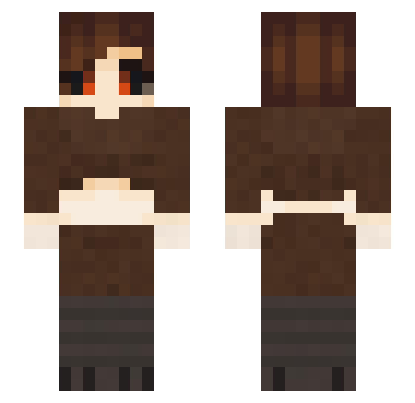 BreadCult Minecraft skin, front and back view