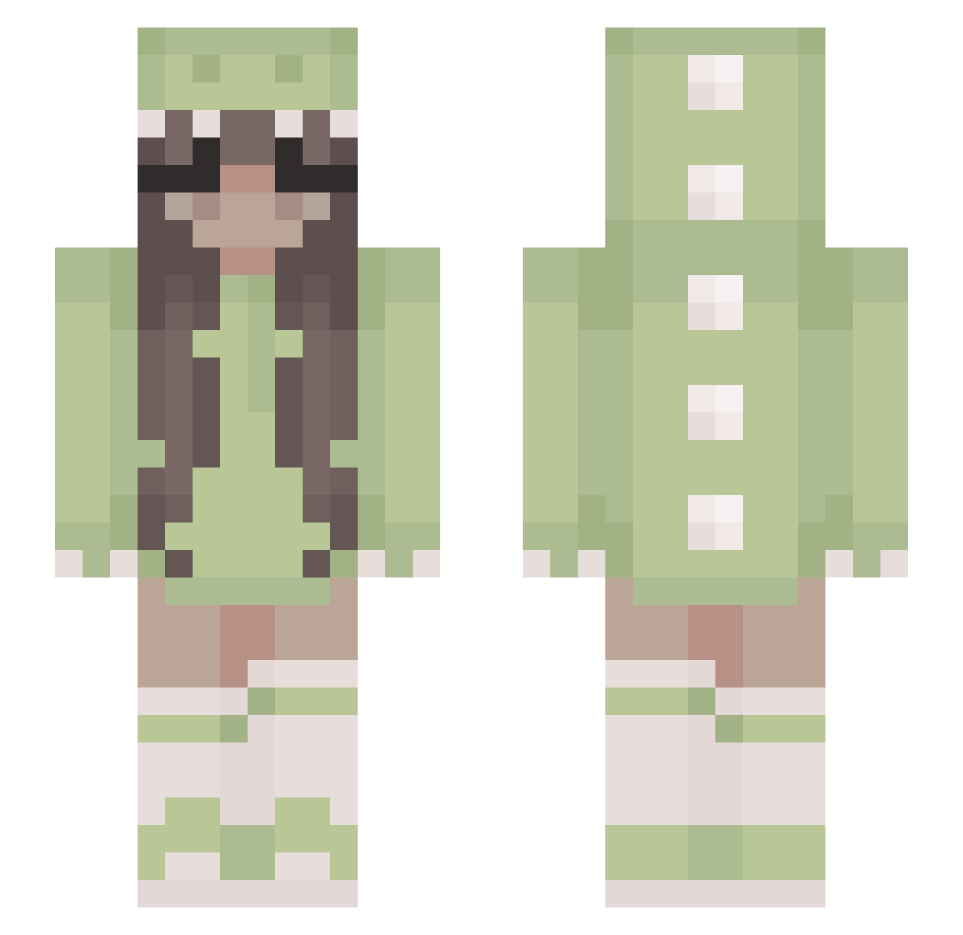 RosaBellaPAM Minecraft skin, front and back view