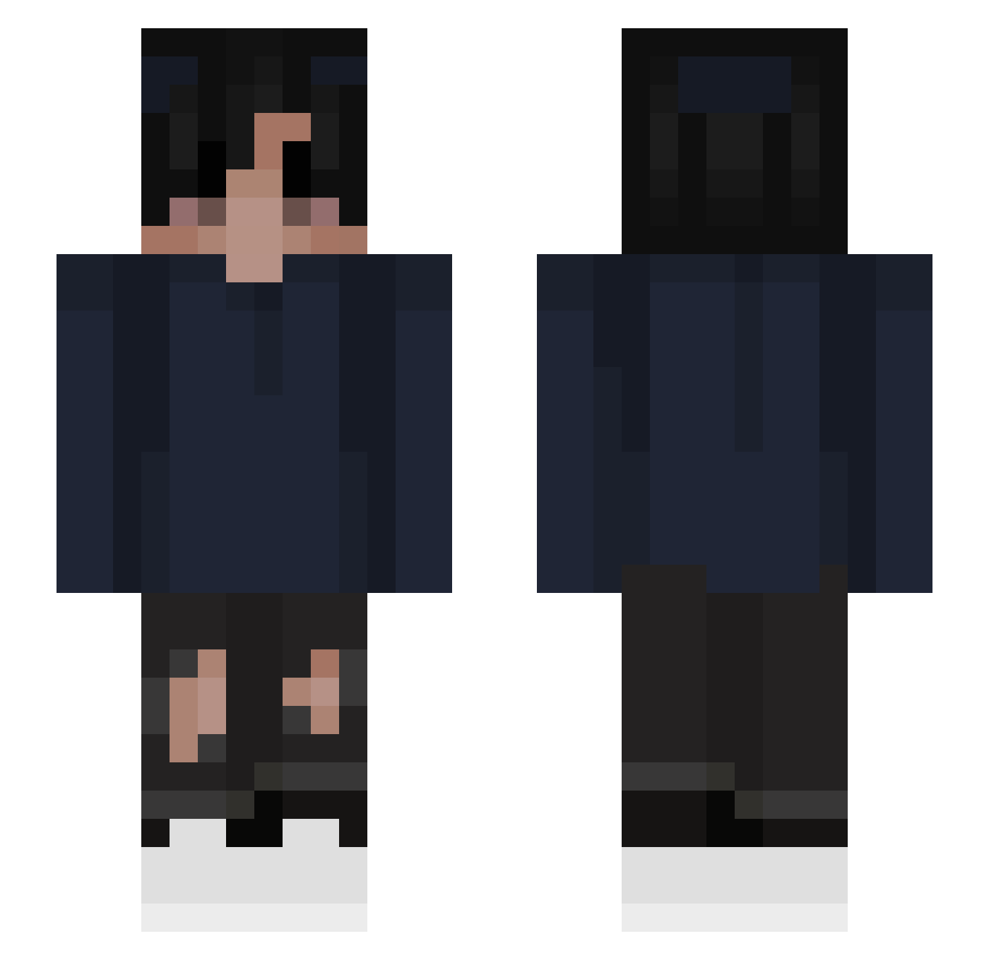 Wszasd Minecraft skin, front and back view