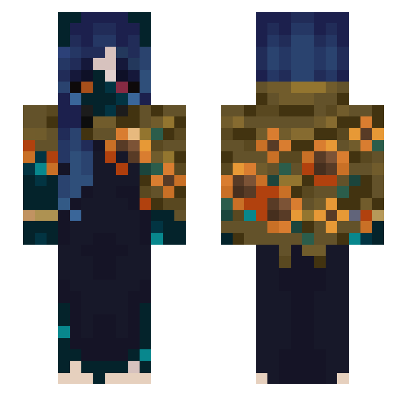 EldrichLoveCrAft Minecraft skin, front and back view