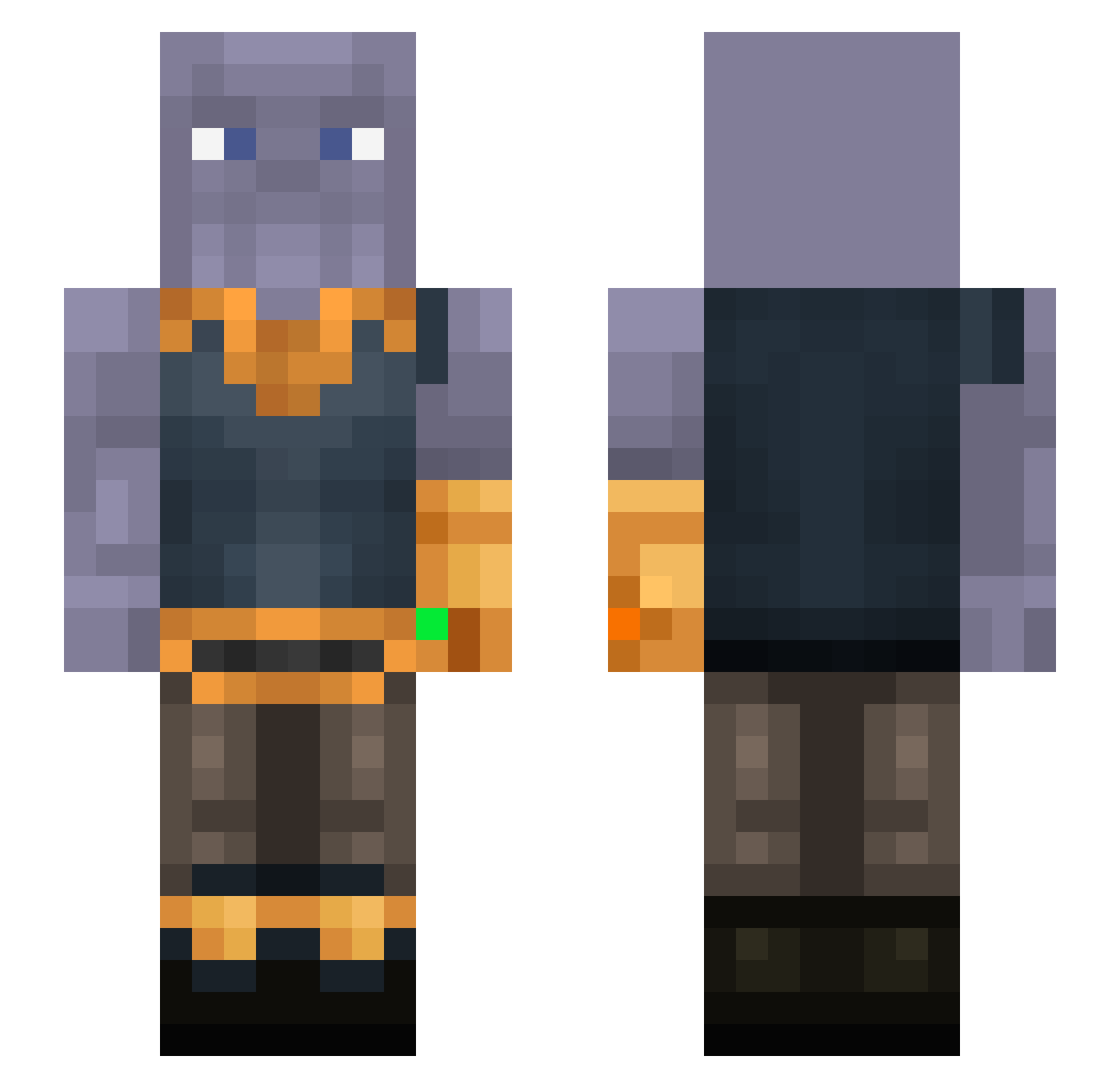 Voltrexz Minecraft skin, front and back view