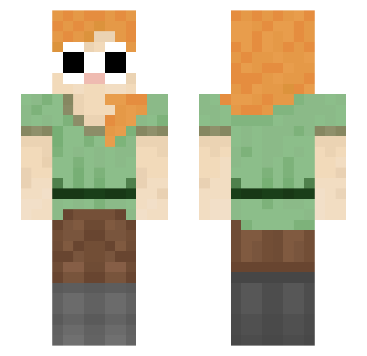 Y6J Minecraft skin, front and back view