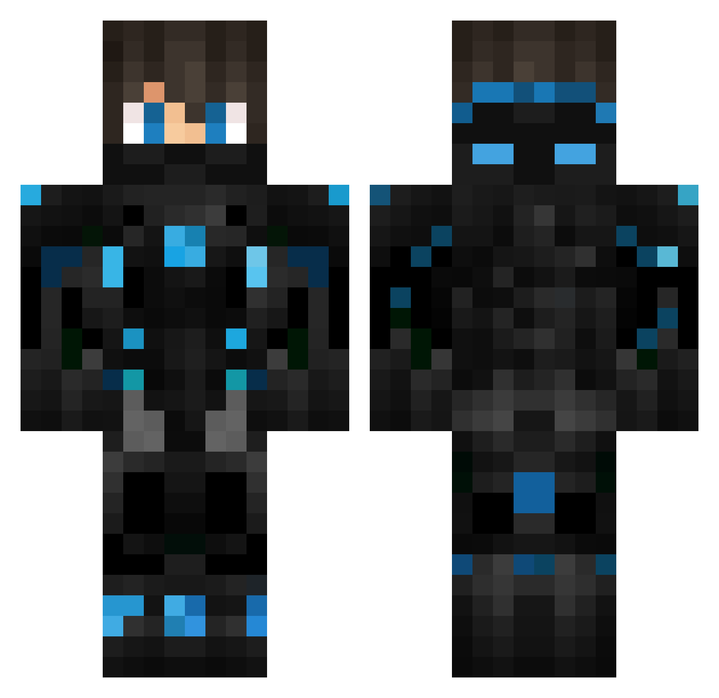 Arch2Ic Minecraft skin, front and back view