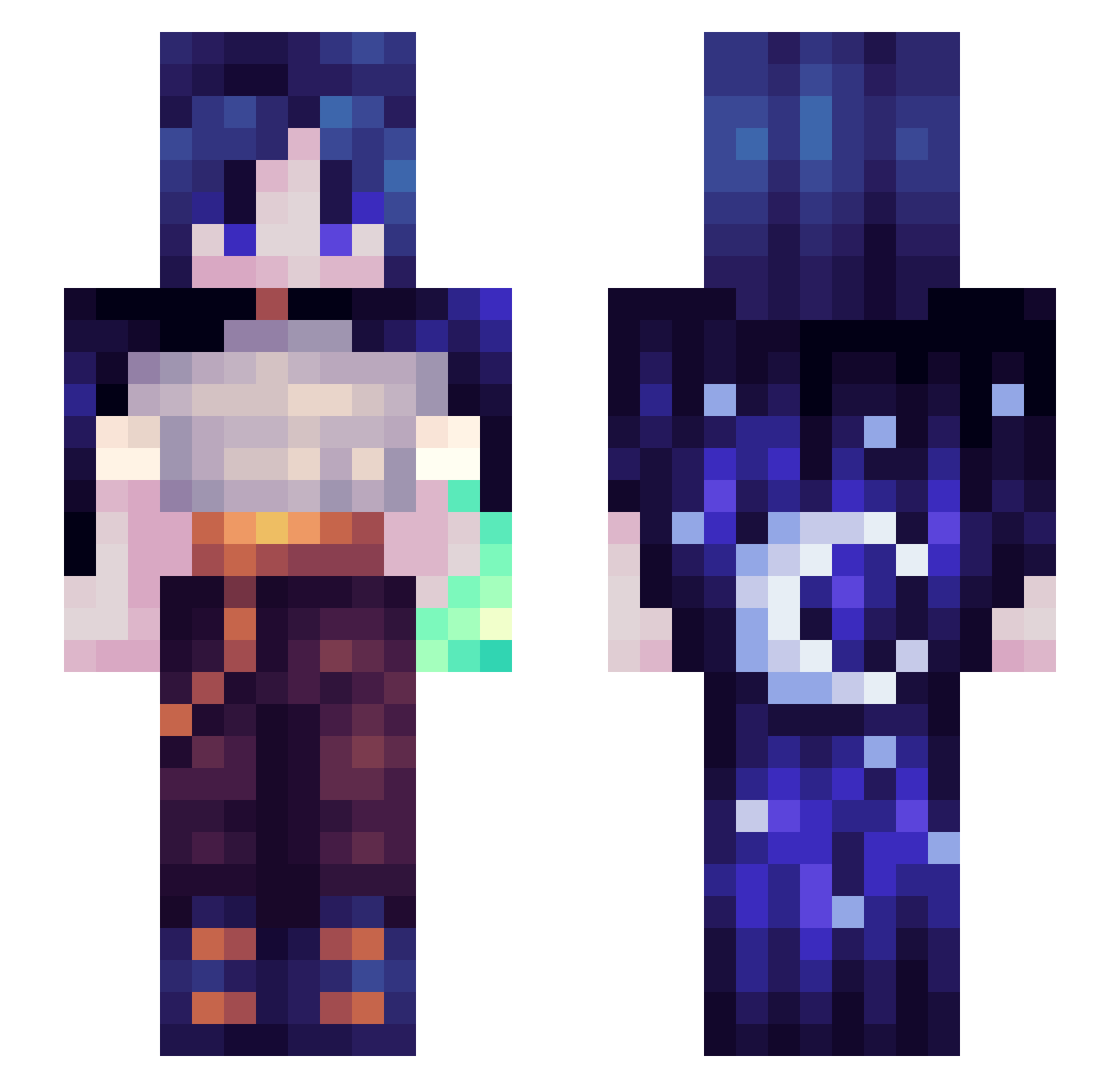 timidly Minecraft skin, front and back view