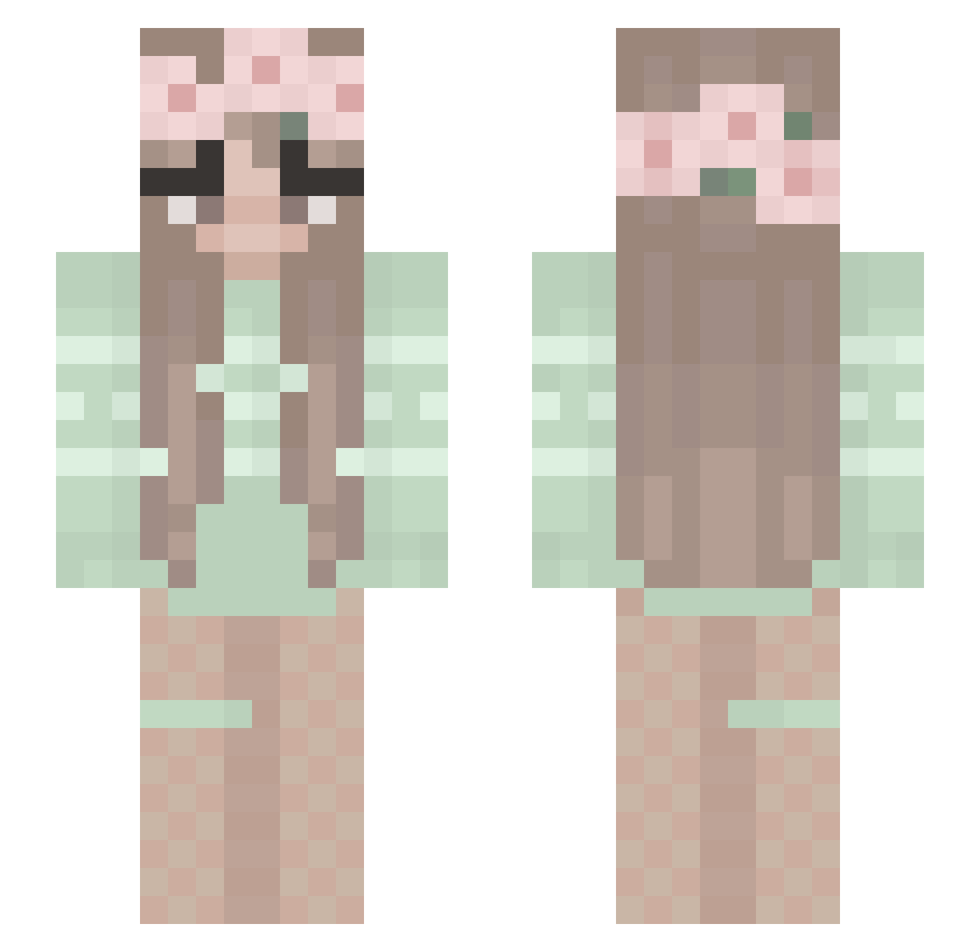 W1th0r Minecraft skin, front and back view