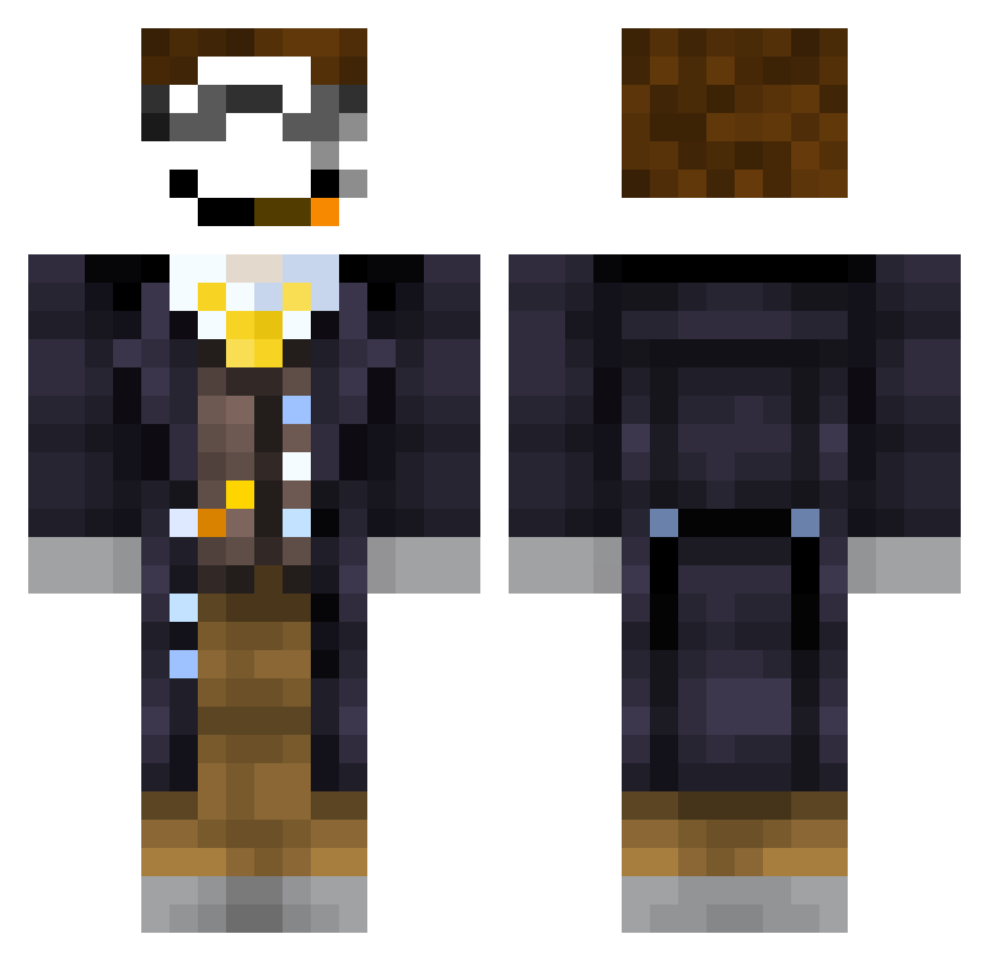 GlassyCandle308 Minecraft skin, front and back view