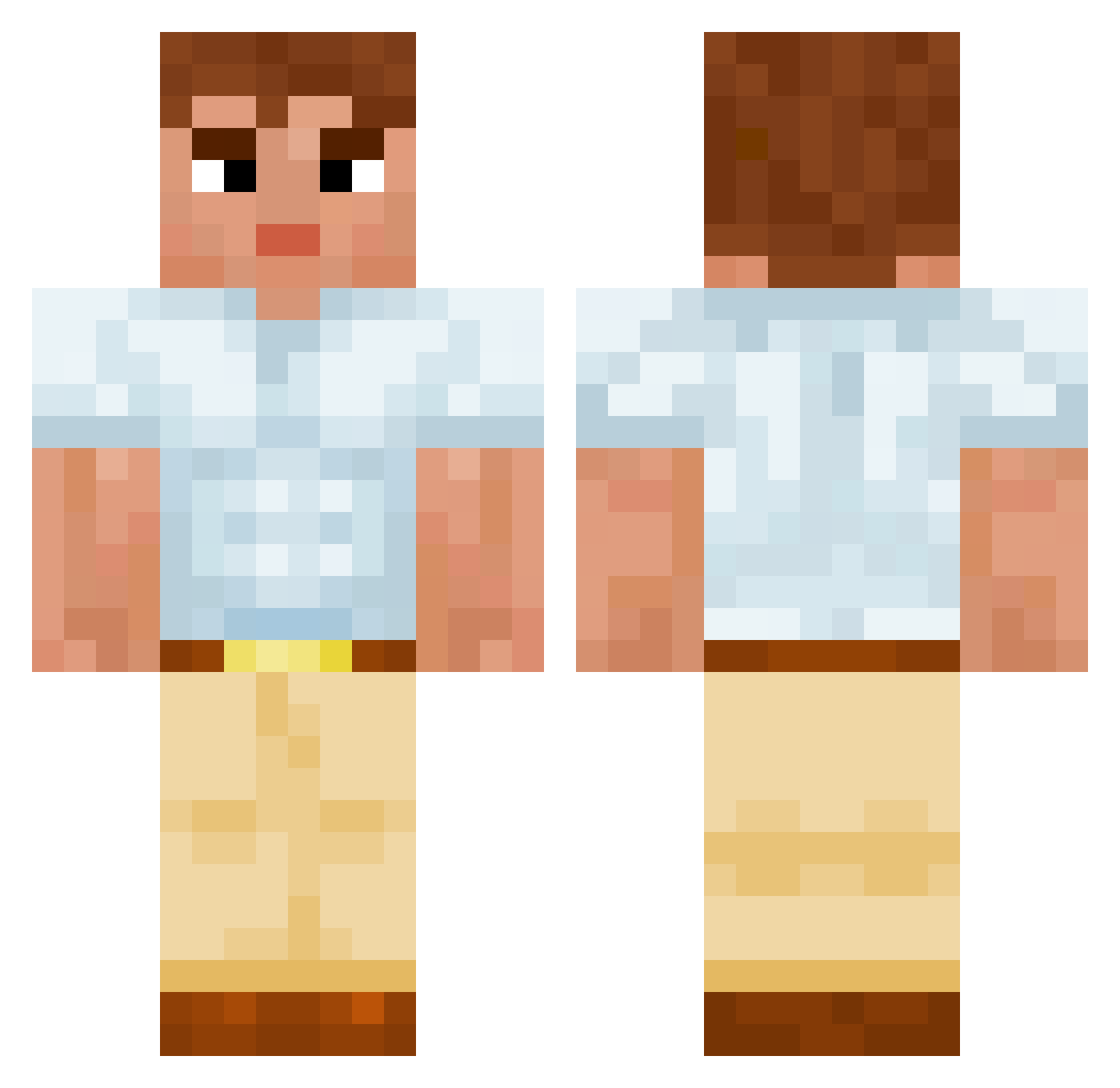 WellWalkie Minecraft skin, front and back view