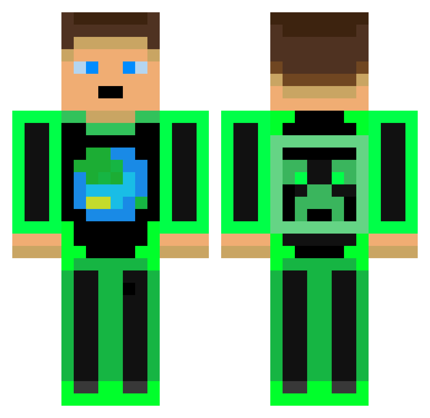 Flaggy_0 Minecraft skin, front and back view