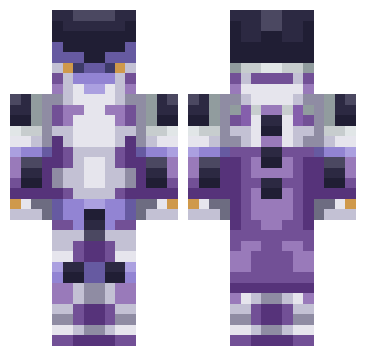 bellinever Minecraft skin, front and back view