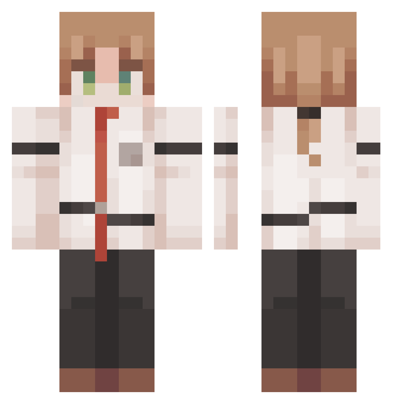 mahelote Minecraft skin, front and back view