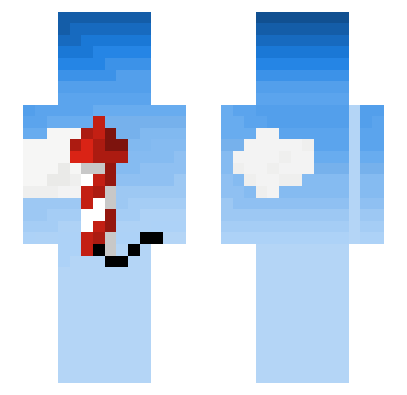 Rocckett Minecraft skin, front and back view
