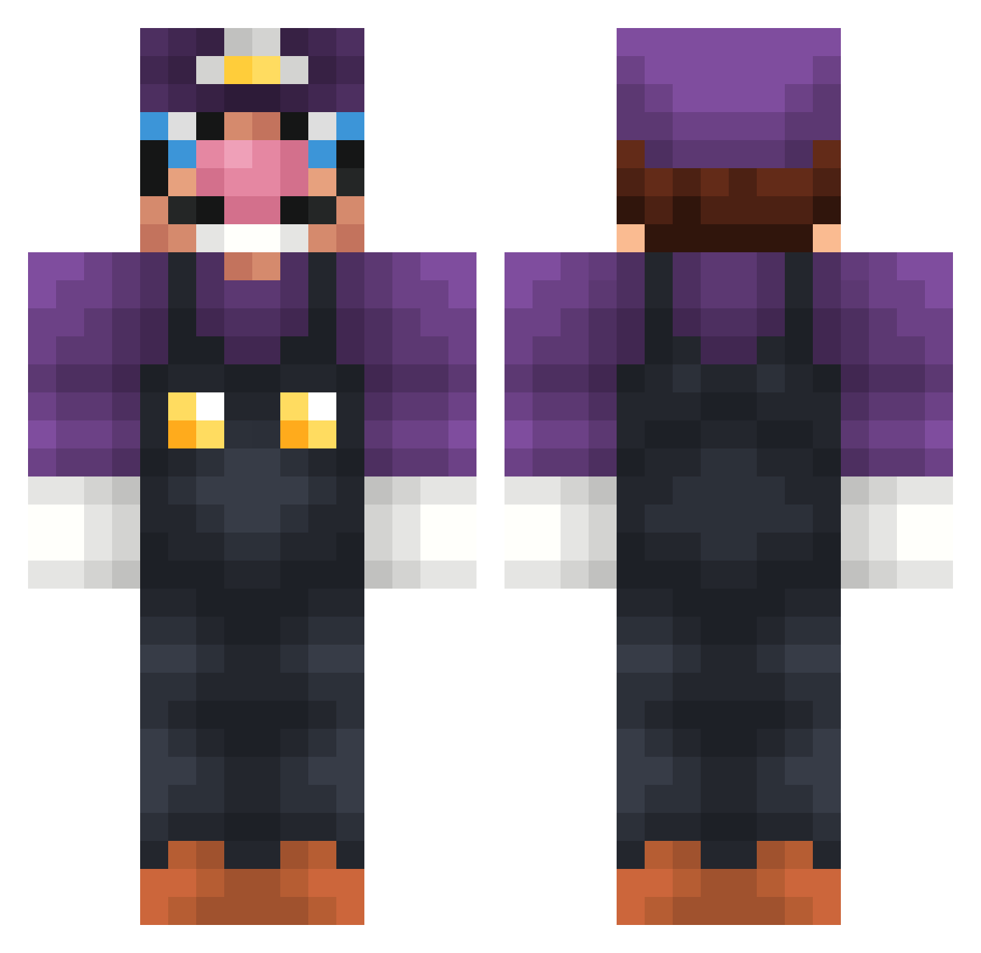 KimJongToes Minecraft skin, front and back view