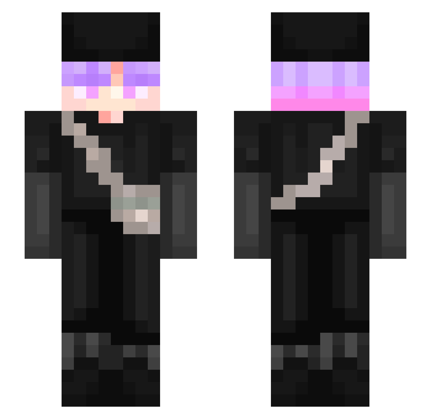 NipMonster Minecraft skin, front and back view