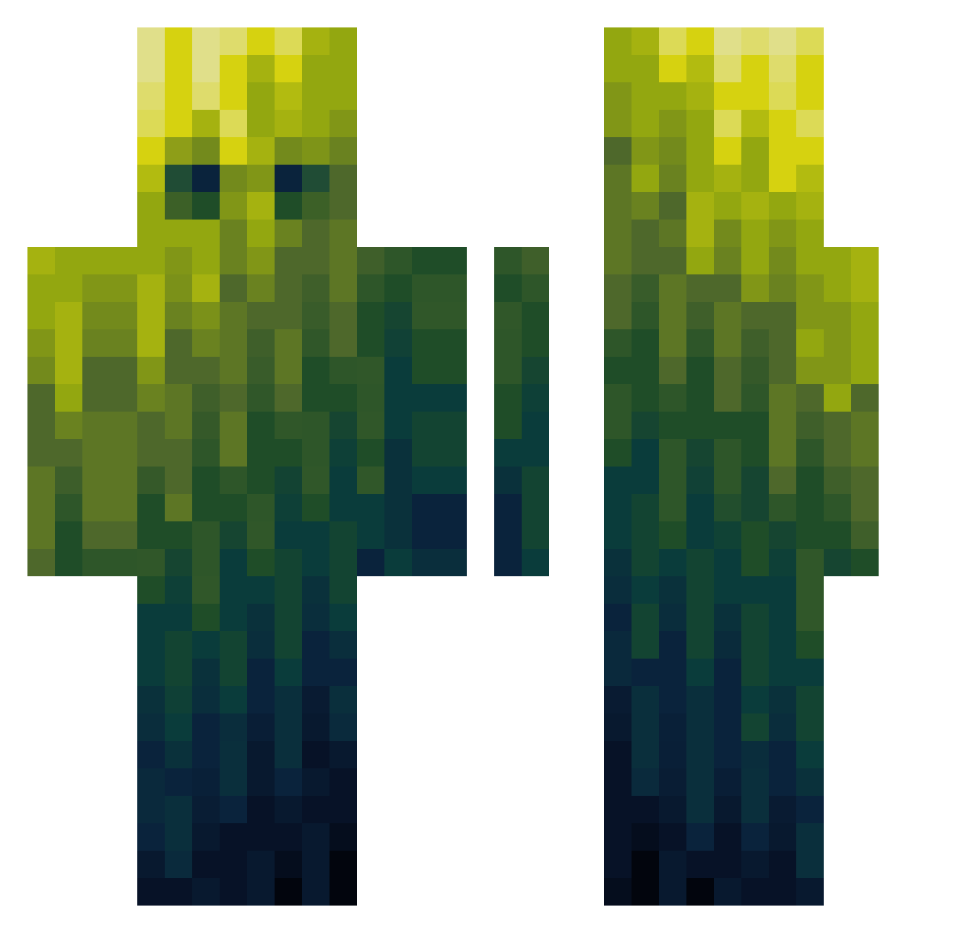 Toastedgamer44 Minecraft skin, front and back view