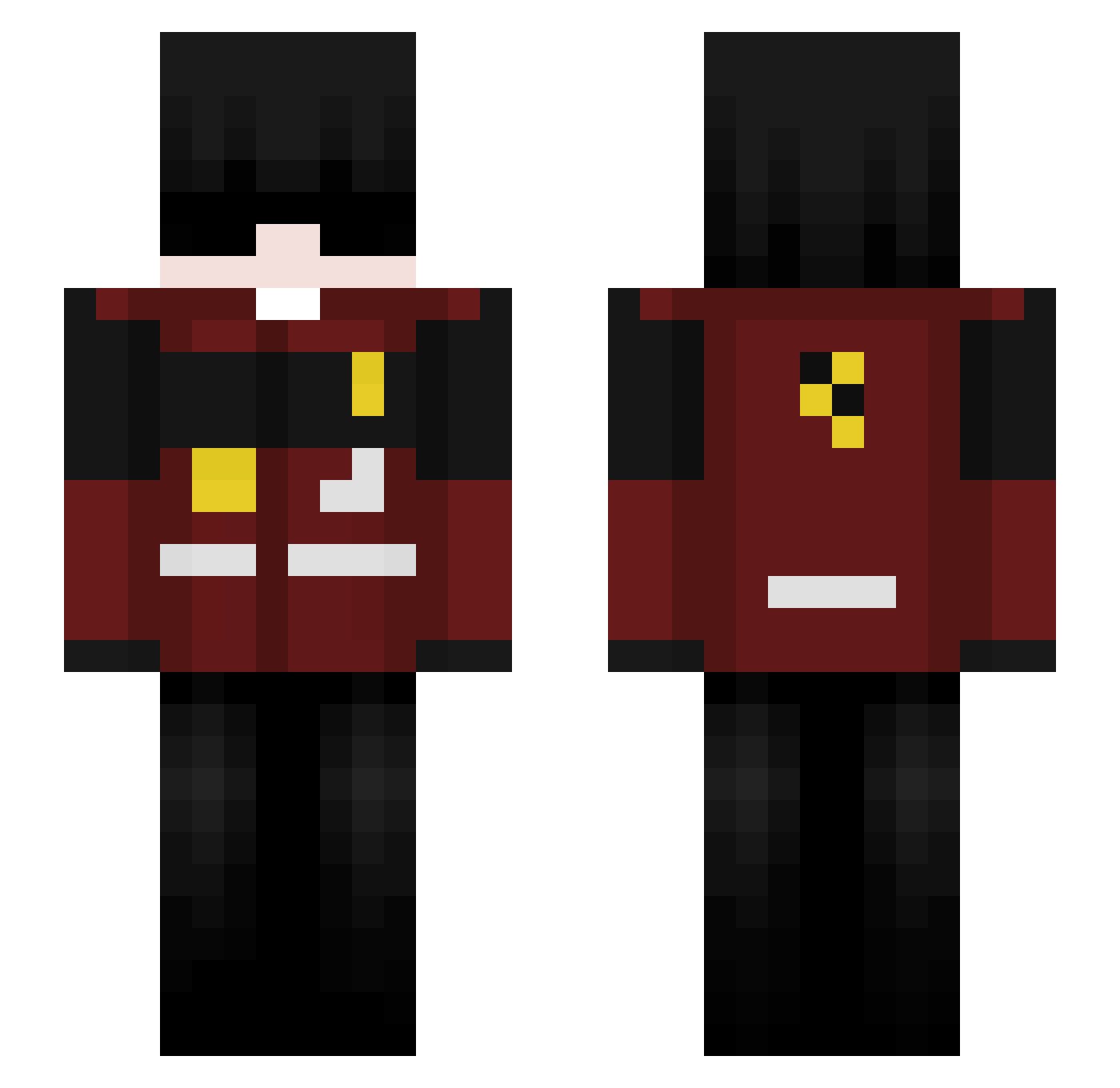 Sismoo Minecraft skin, front and back view