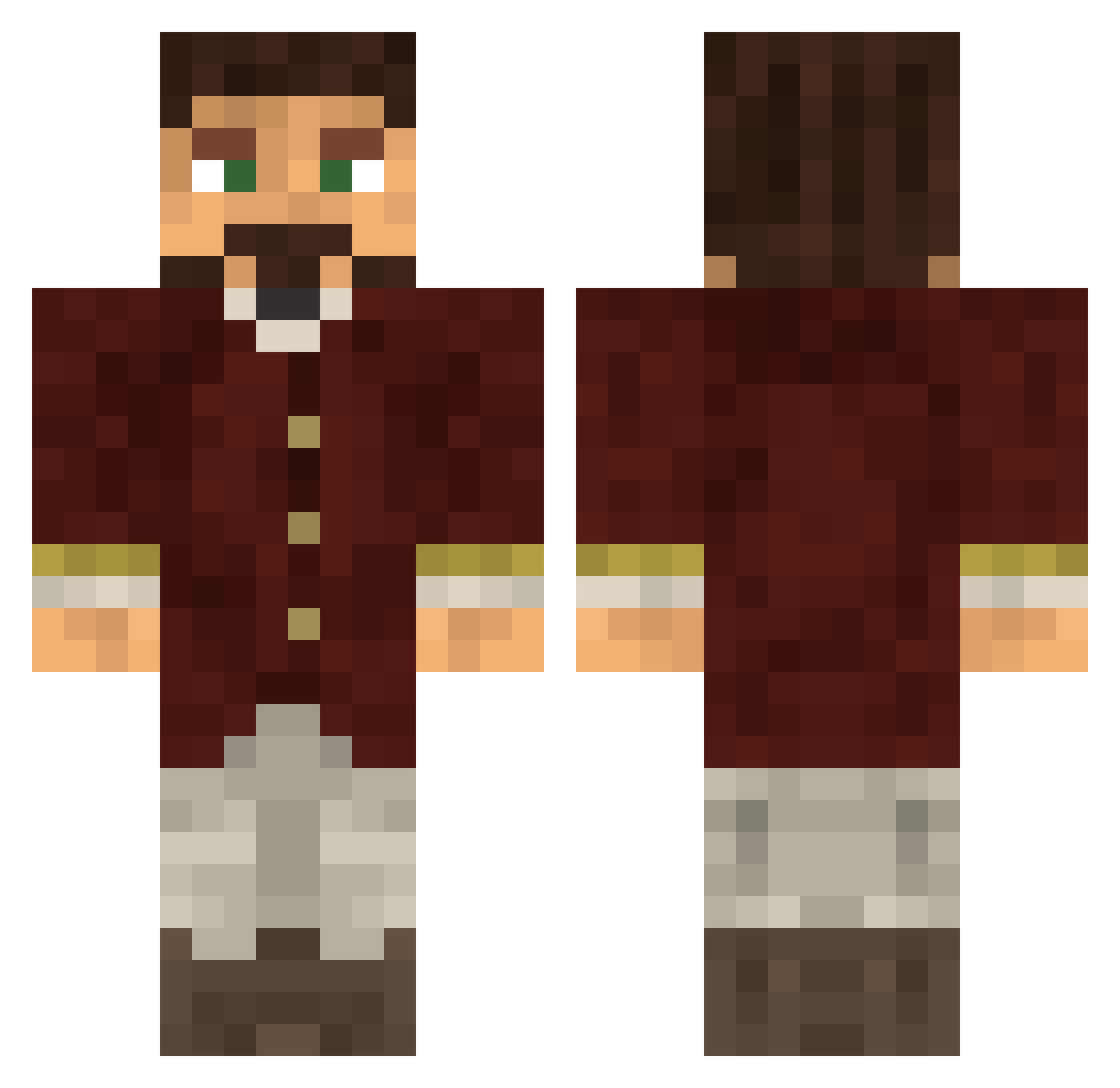 HZeb Minecraft skin, front and back view