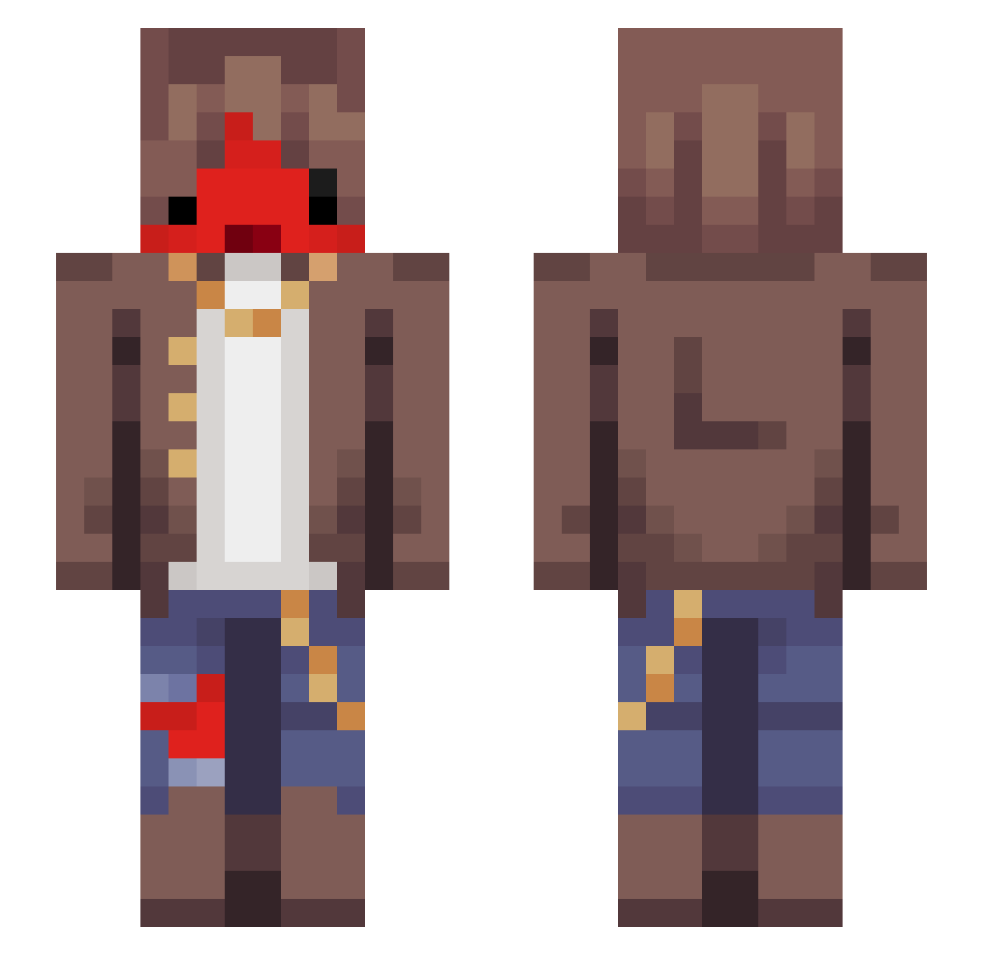 Tow1e Minecraft skin, front and back view