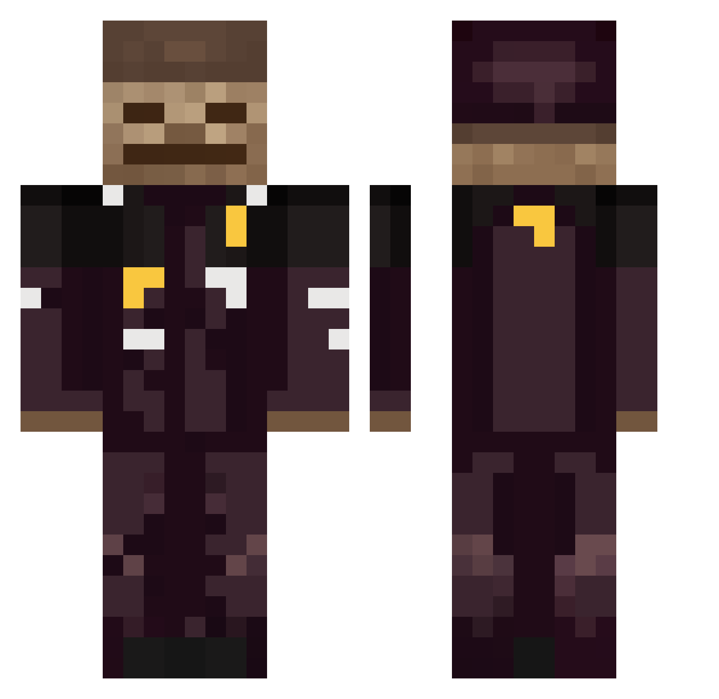 Gheltz Minecraft skin, front and back view