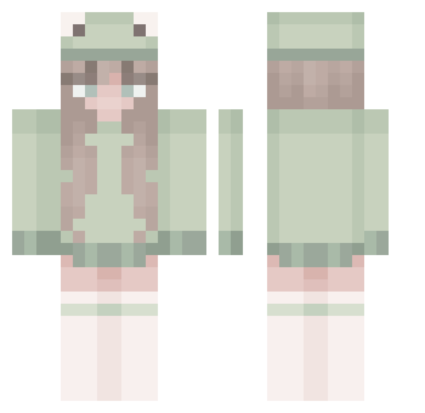 febevw Minecraft skin, front and back view