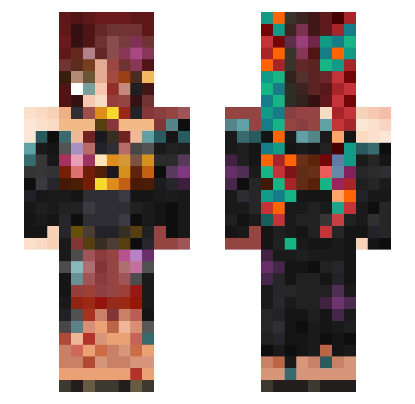 Twylabeans Minecraft skin, front and back view